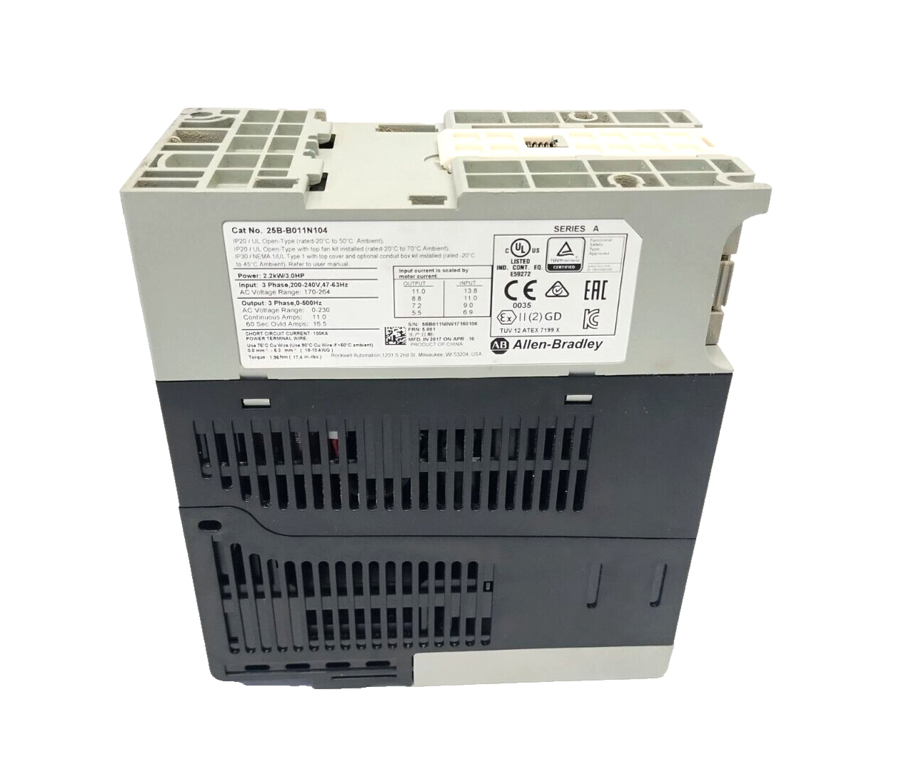 Allen Bradley 25B-B011N104 Ser. A PowerFlex 525 AC Drive 3HP 2.2kW 3PH 240VAC - Maverick Industrial Sales