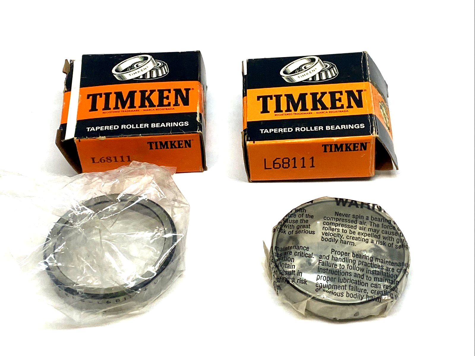 Timken L68111 Tapered Roller Bearing Cup 2.3612" OD 0.47" Wide LOT OF 2 - Maverick Industrial Sales