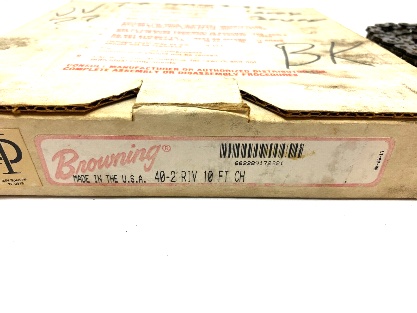 Browning 40-2 Steel Riveted Roller Chain 10ft Length Size 40 0.5" Pitch 2 Strand - Maverick Industrial Sales