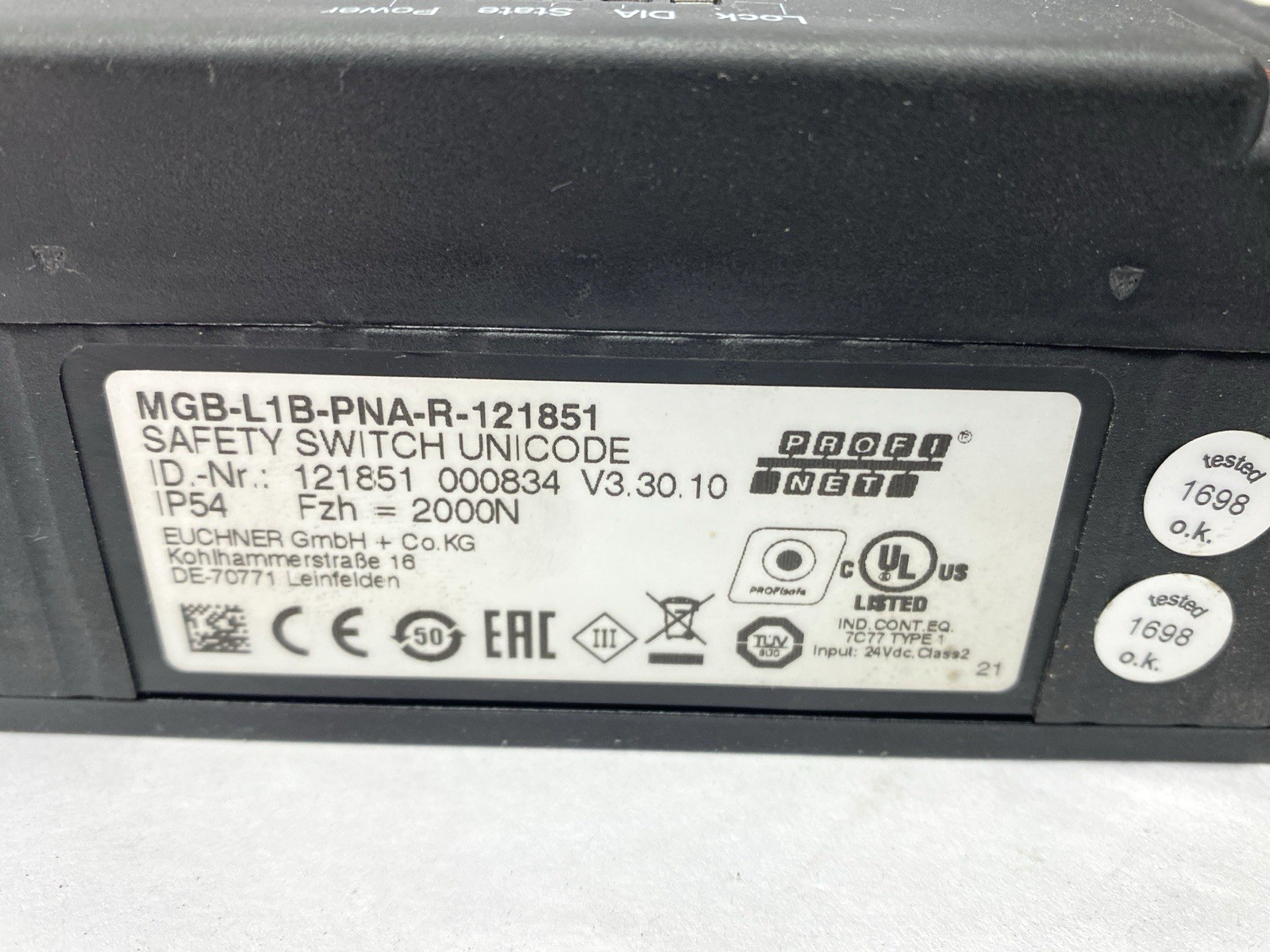 MGB-L1B-PNA-R-121851 | Euchner Multifunction Gate Box 121851 DAMAGED BUTTONS - Used - Maverick Industrial Sales