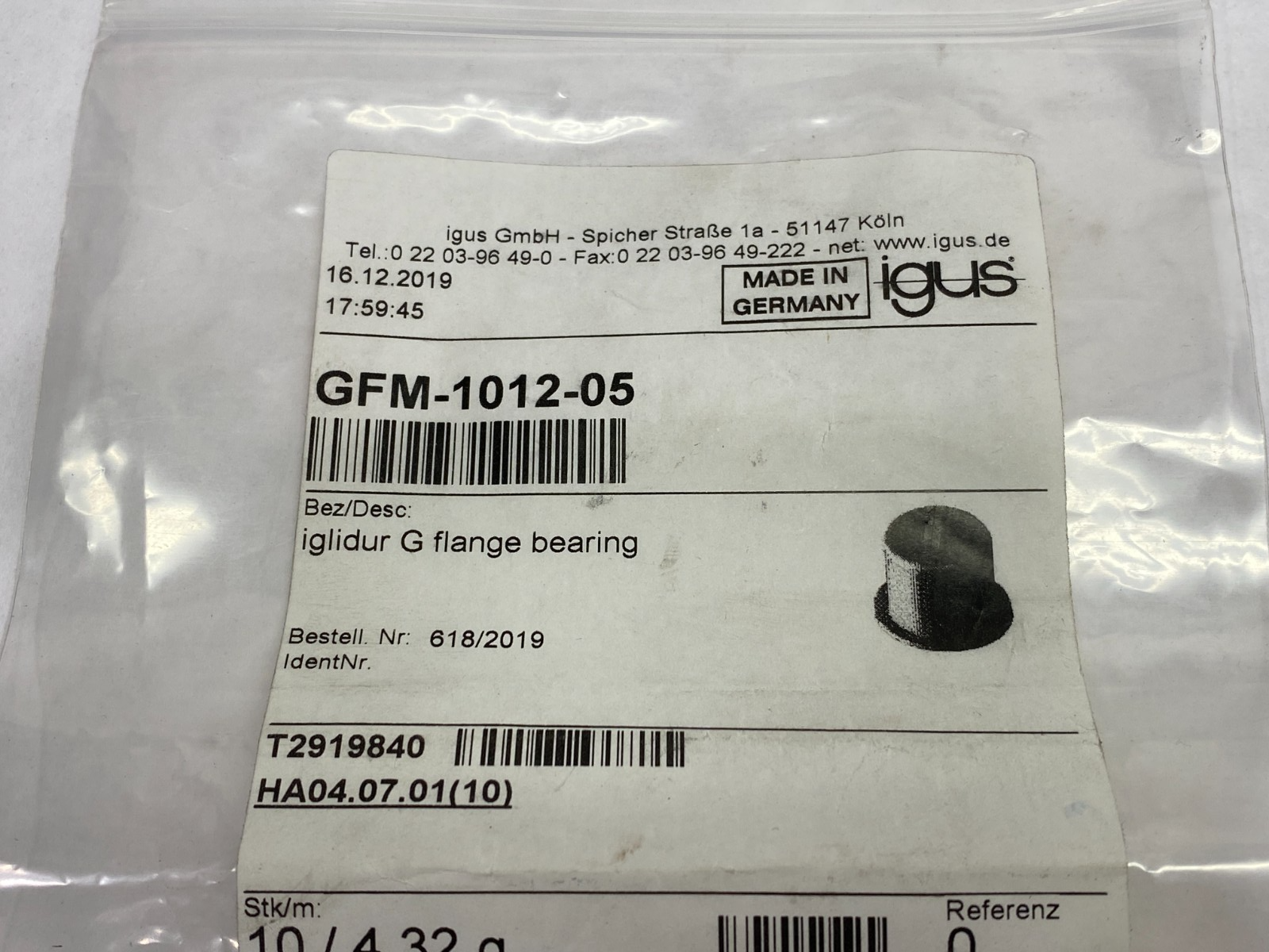 Igus GFM-1012-05 iglide Flanged Sleeve Bearing PKG OF 10 - Maverick Industrial Sales