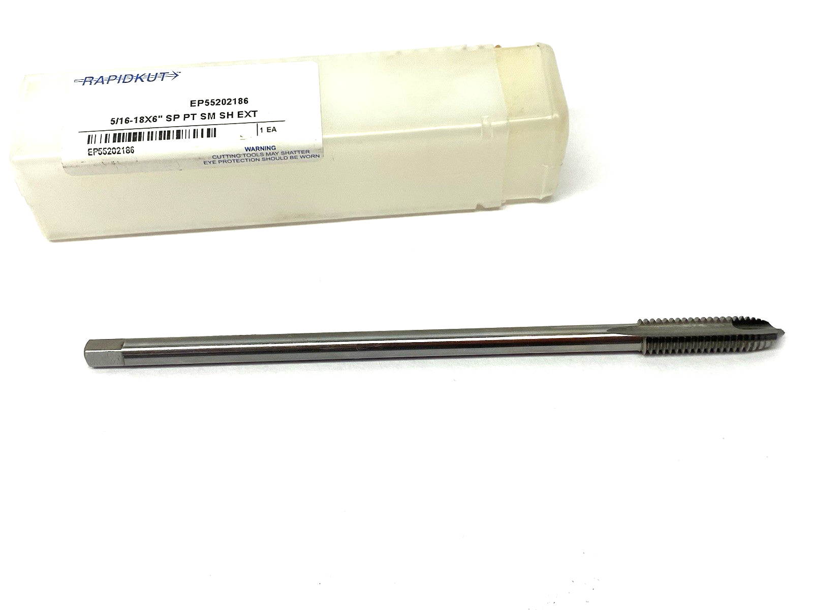 EP55202186 | Rapidkut Spiral Point Extension Plug Tap 5/16-18 x 6" OAL, SM SH - New – Open box - Maverick Industrial Sales