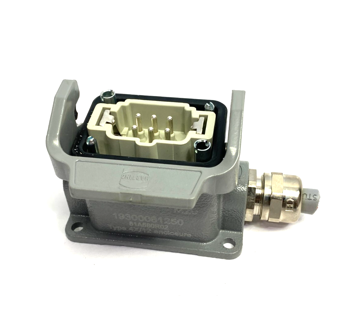 Harting 19300061250 Han 6 B-Base Surface-LC 1 Lever 1xM20 w/ 09330062601 Insert - Used - Maverick Industrial Sales