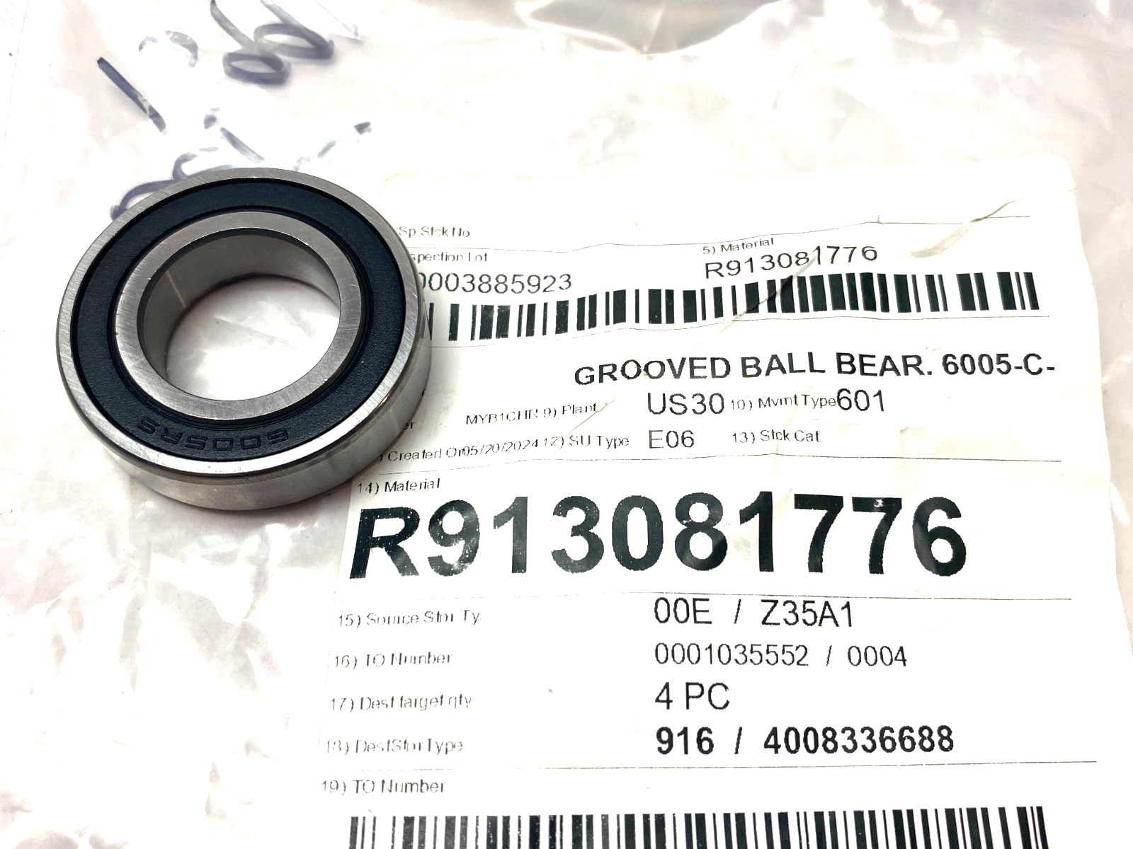 Bosch Rexroth R913081776 Grooved Ball Bearing 6005-C-2HRS - Maverick Industrial Sales