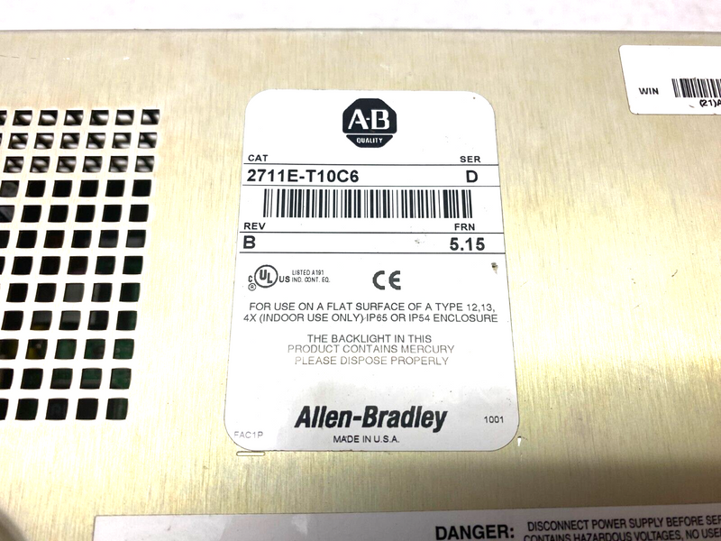 Allen Bradley 2711E-T10C6 Ser D PanelView 1000e HMI Touch Screen - Maverick Industrial Sales