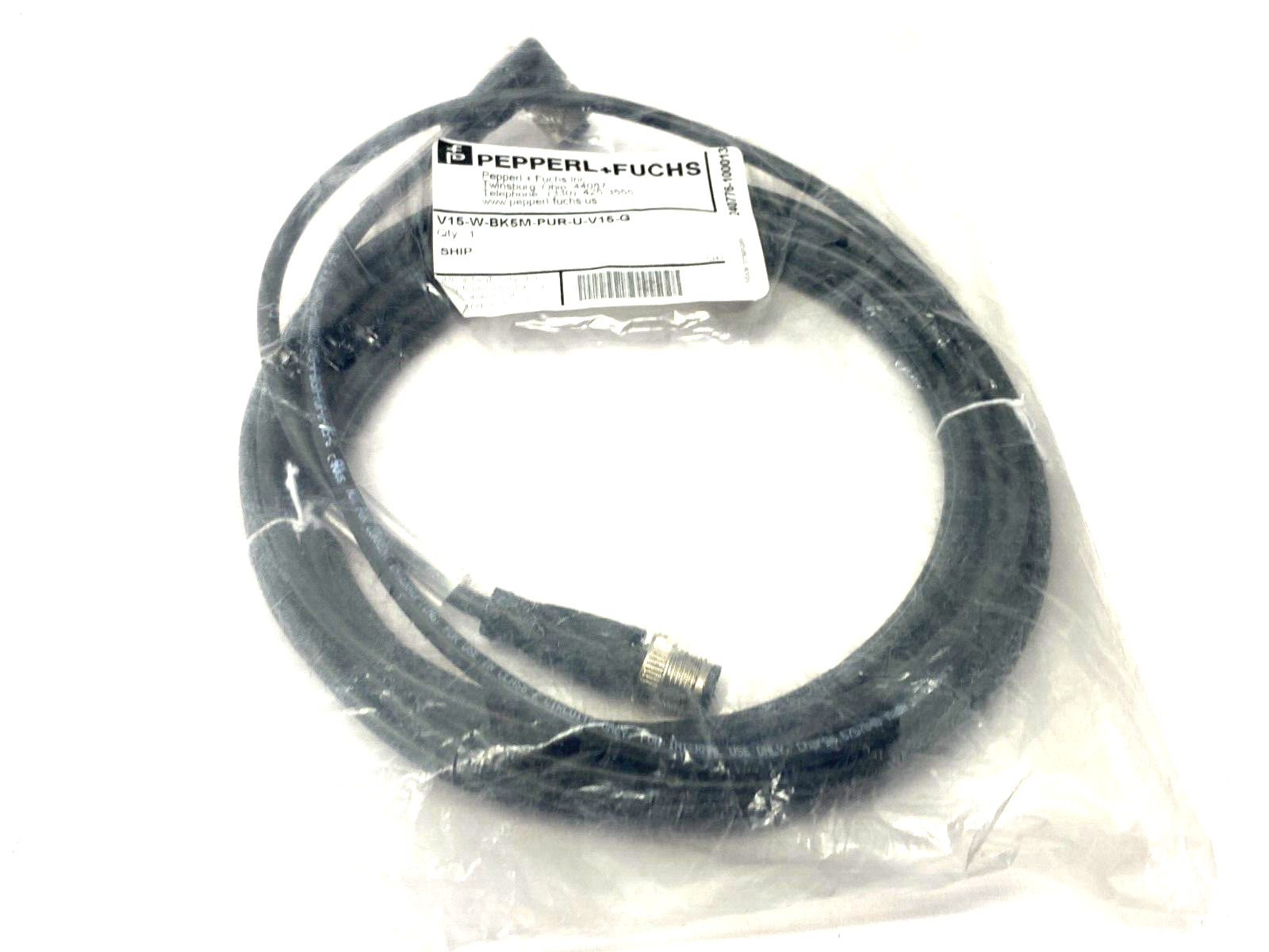 Pepperl+Fuchs V15-W-BK5M-PUR-U-V15-G M12 5-Pin Angle Female - Male 240776-100013 - Maverick Industrial Sales