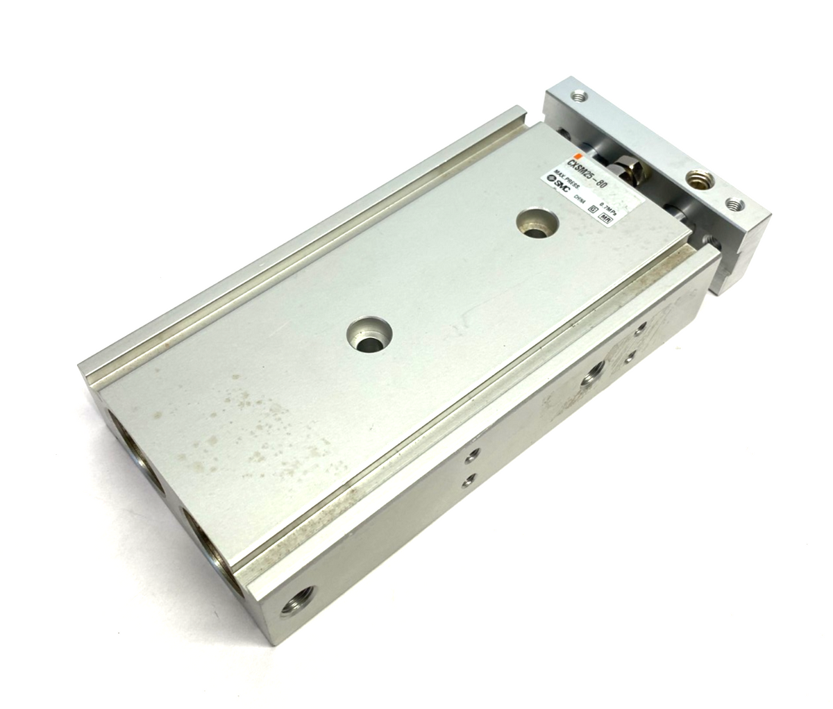 CXSM25-80 | SMC Dual-Rod Guided Slide Cylinder 25mm Bore, 80mm Stroke - New – Open box - Maverick Industrial Sales