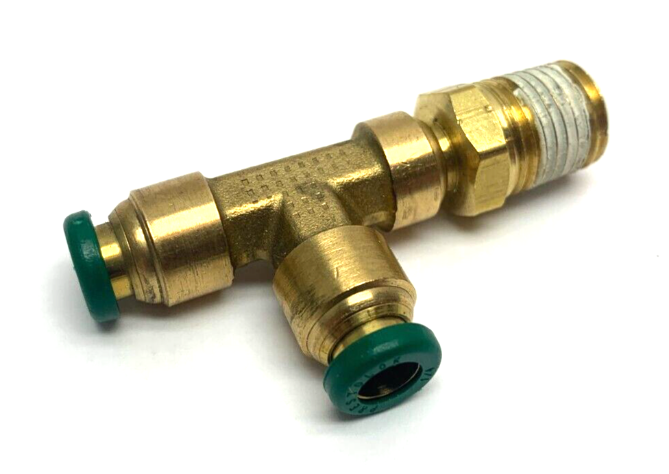Parker 171PTC-4-4 Push-To-Connect Swivel Brass Run Tee 1/4" Tube and Thread - Maverick Industrial Sales