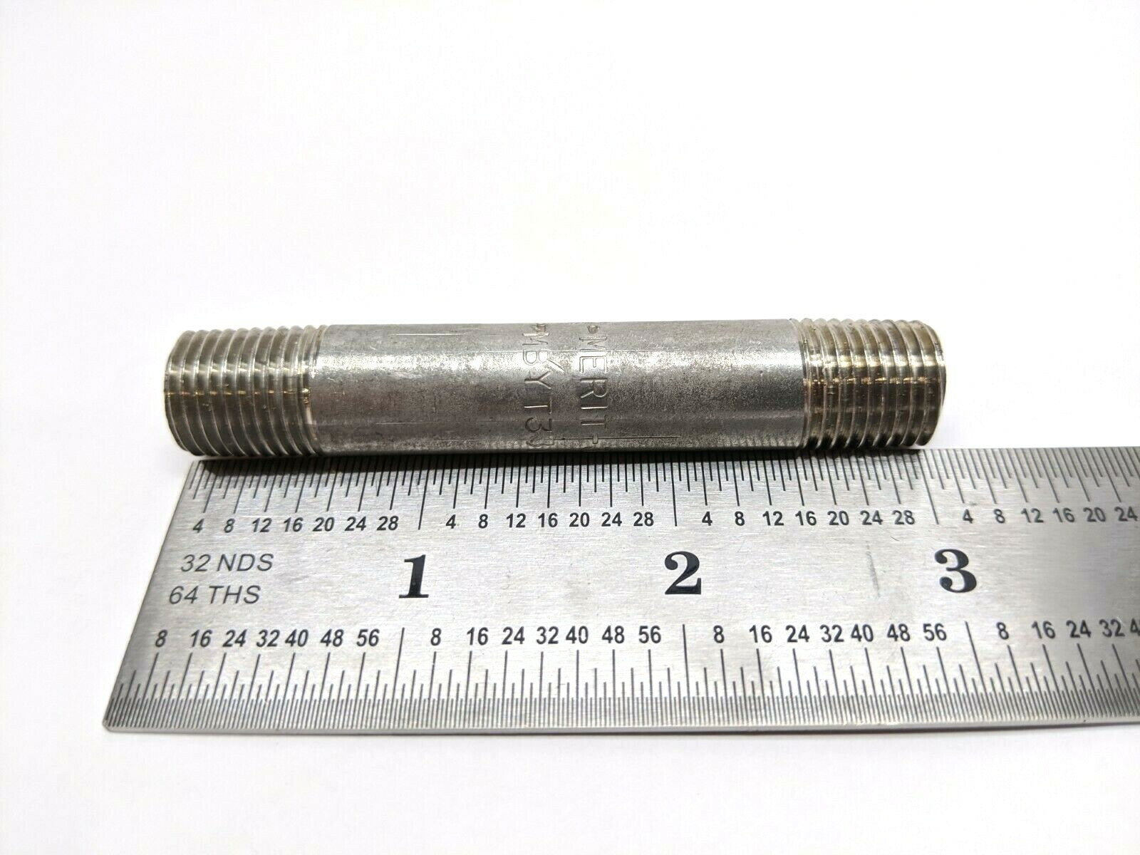 Merit MBYT33127SC40 304/304L Pipe Nipple, 3” L, 9/16-20 Threaded, 3/8” ID - Maverick Industrial Sales