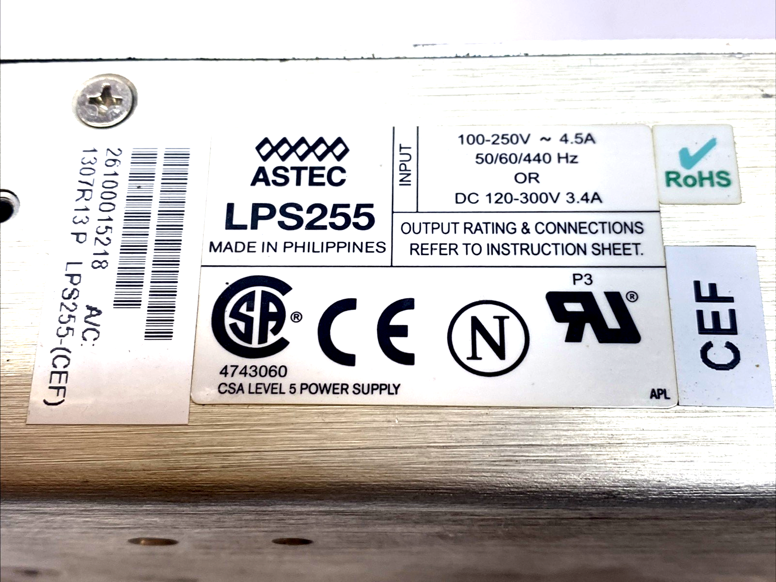 LPS255 | Astec 24V 10.4A 250W AC-DC Power Supply - For parts or not working - Maverick Industrial Sales