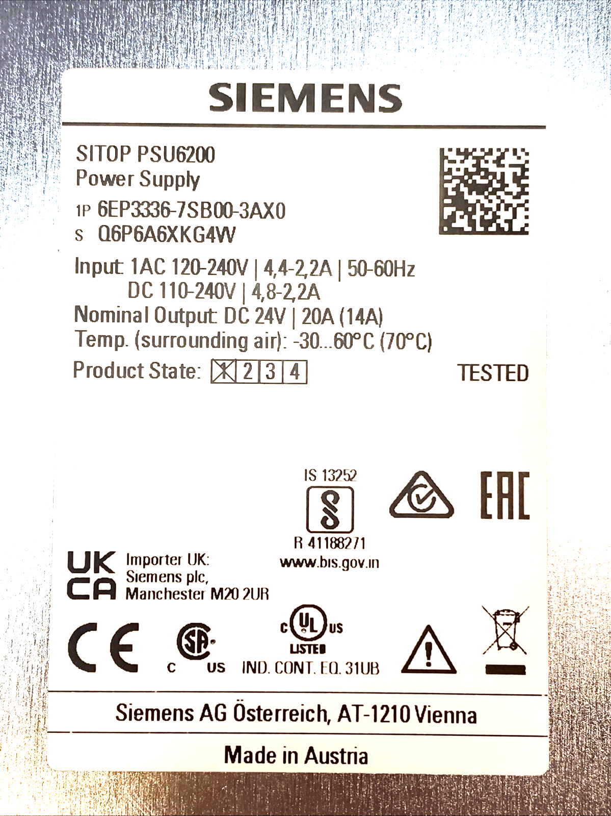 Siemens 6EP3336-7SB00-3AX0 SITOP PSU6200 DIN Rail Power Supply 24V 20A - Maverick Industrial Sales