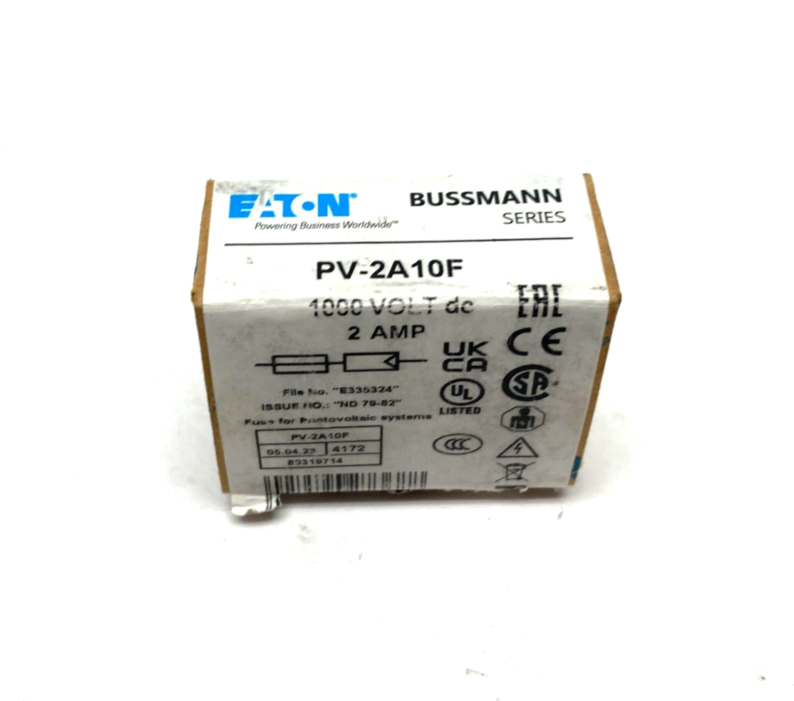 PV-2A10F | Eaton Bussmann Photovoltaic Fuse 1000VDC BOX OF 6 - New – Open box - Maverick Industrial Sales