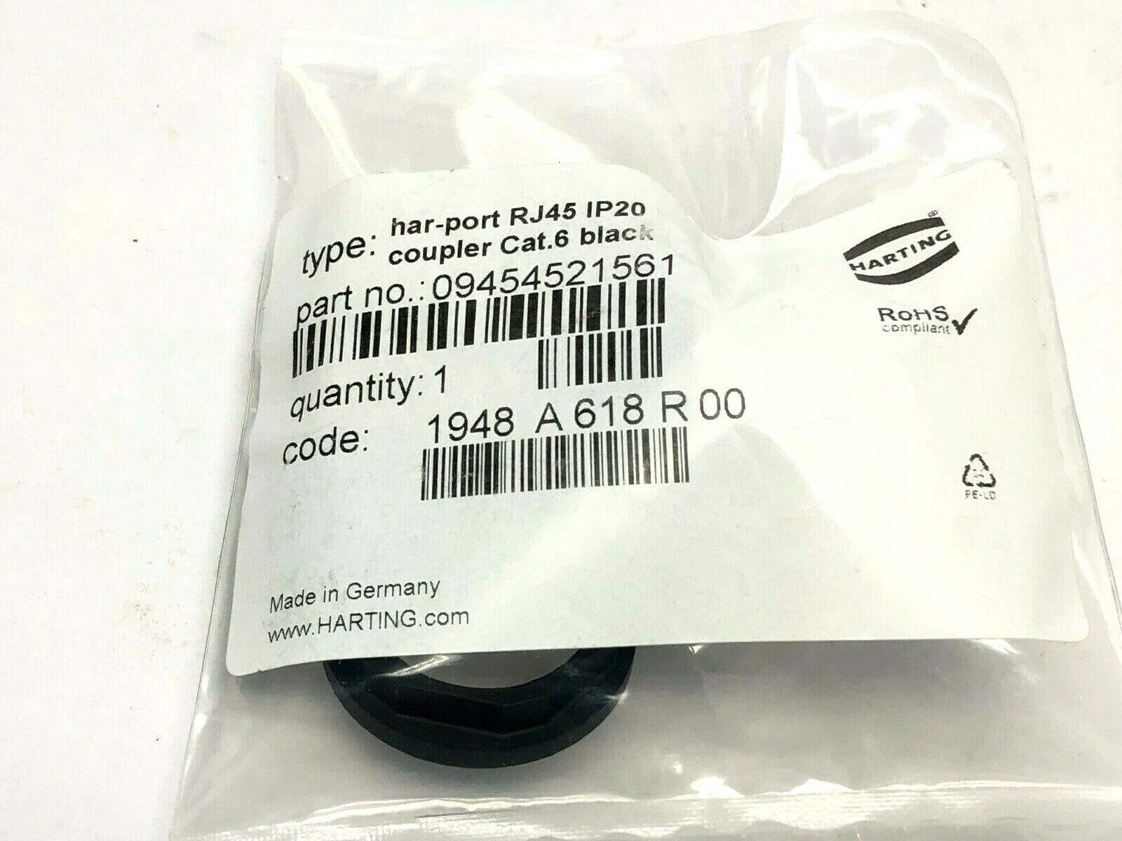 Harting 09454521561 Har-Port RJ45 Coupler Cat 6 Black - Maverick Industrial Sales
