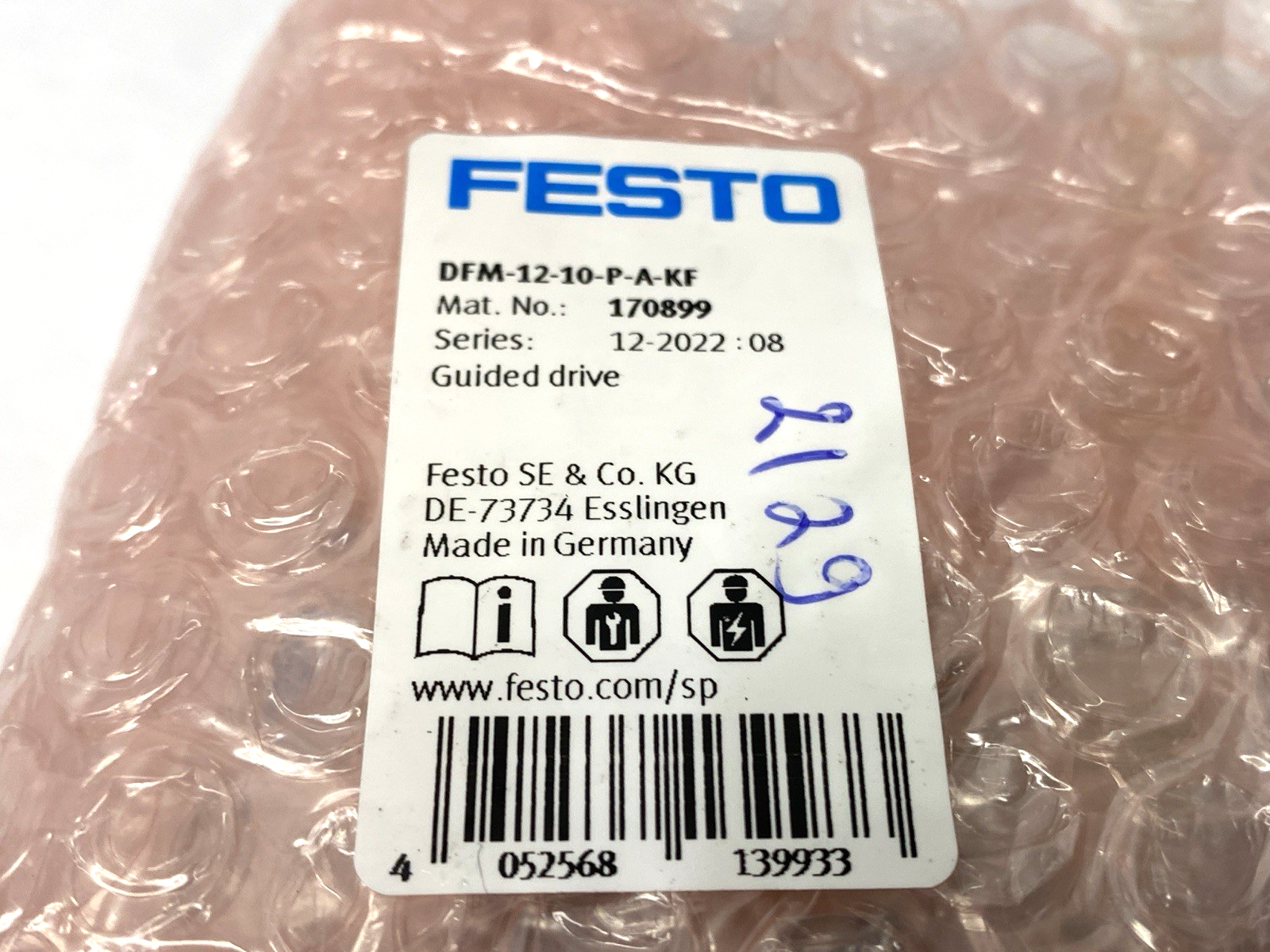 Festo DFM-12-10-P-A-KF Pneumatic Guided Actuator 12mm Bore 10mm Stroke 170899 - Maverick Industrial Sales
