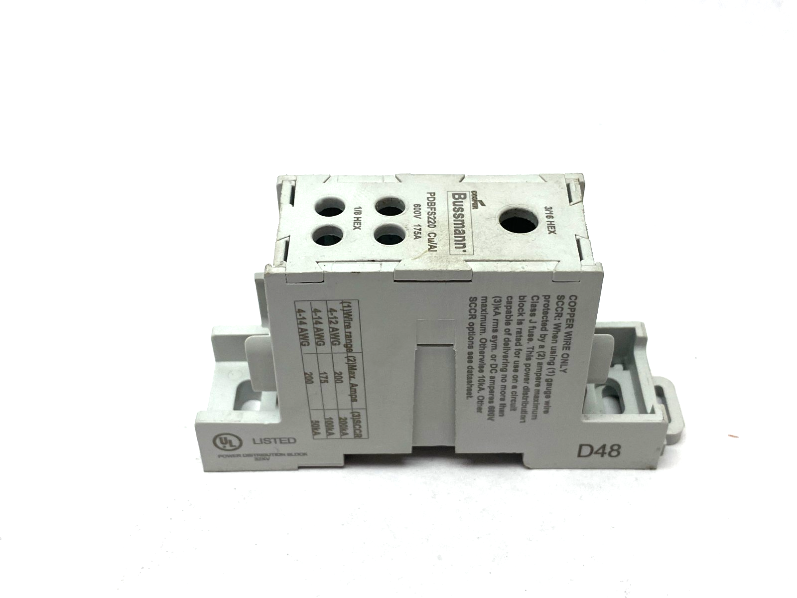 Cooper Bussmann PDBFS220 Power Distribution Block 600V 175A - Maverick Industrial Sales