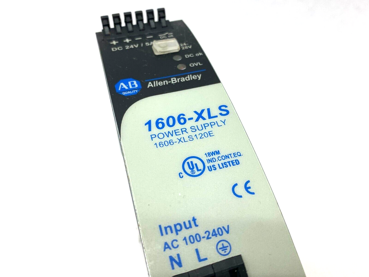 1606-XLS120E | Allen Bradley Ser. A Single Phase Power Supply 24VDC 5A BROKEN CLIP - Used - Maverick Industrial Sales