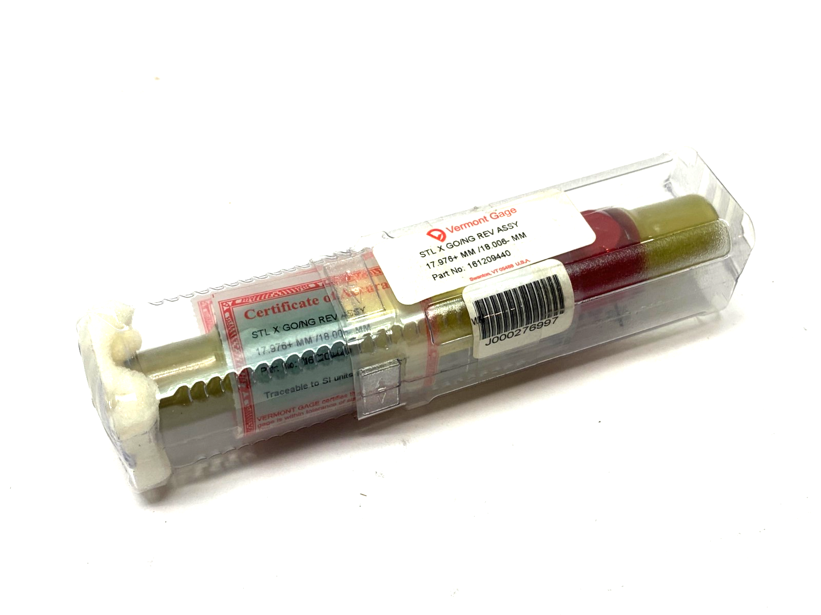 161209440 | Vermont Gage STL X GO/NOGO Rev. Gauge Assembly 17.976+mm/18.006-mm - New - Maverick Industrial Sales