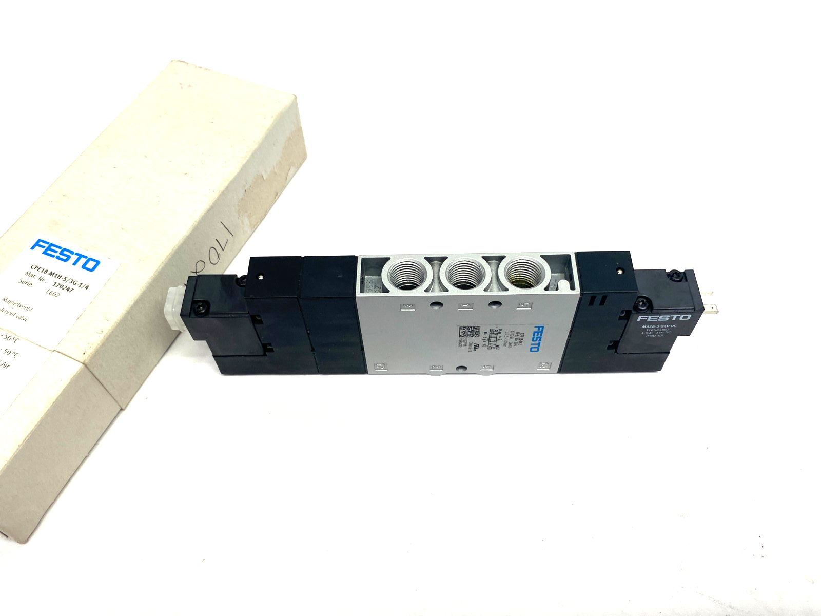 Festo 170247 Solenoid Valve 5/3 Closed CPE18-M1H-5/3G-1/4 - Maverick Industrial Sales