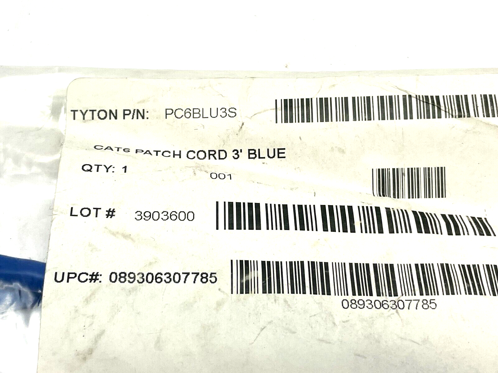 HellermannTyton PC6BLU3S Ethernet Cable CAT6 3ft Length - Maverick Industrial Sales