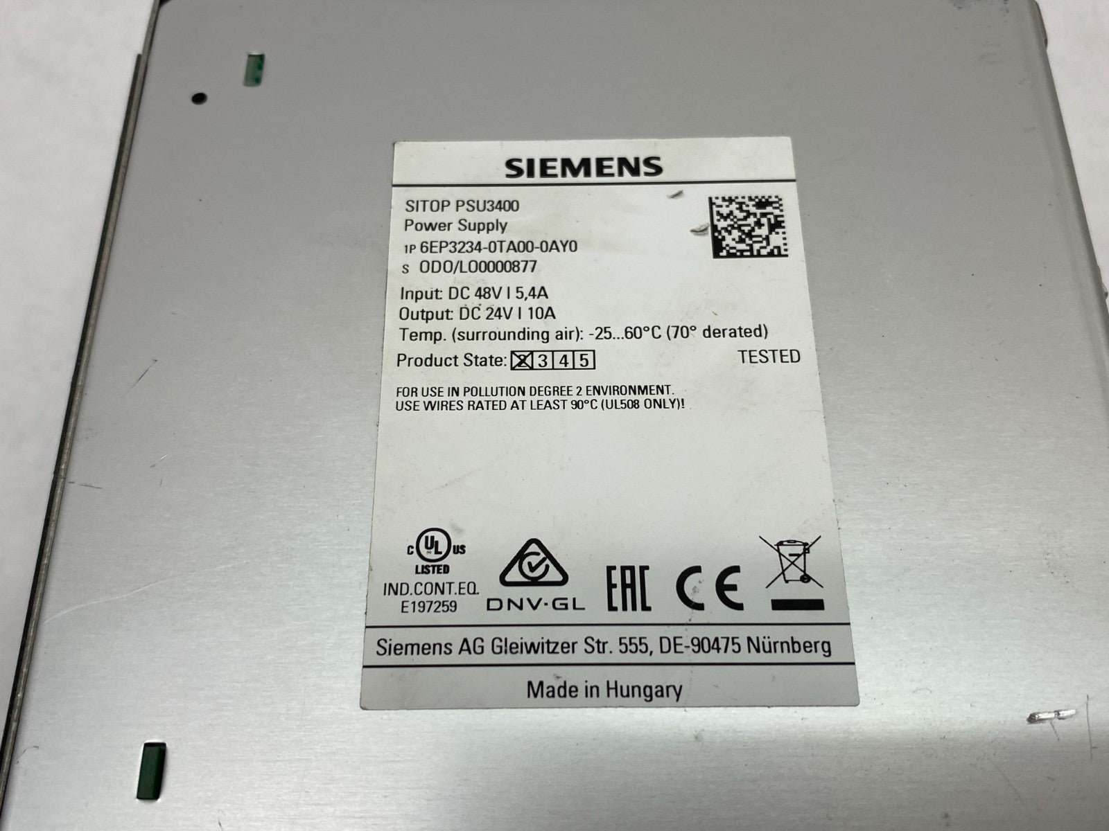 Siemens 6EP3234-0TA00-0AY0 SITOP PSU3400 Stabalized 24V/ 10A Power Supply - Maverick Industrial Sales