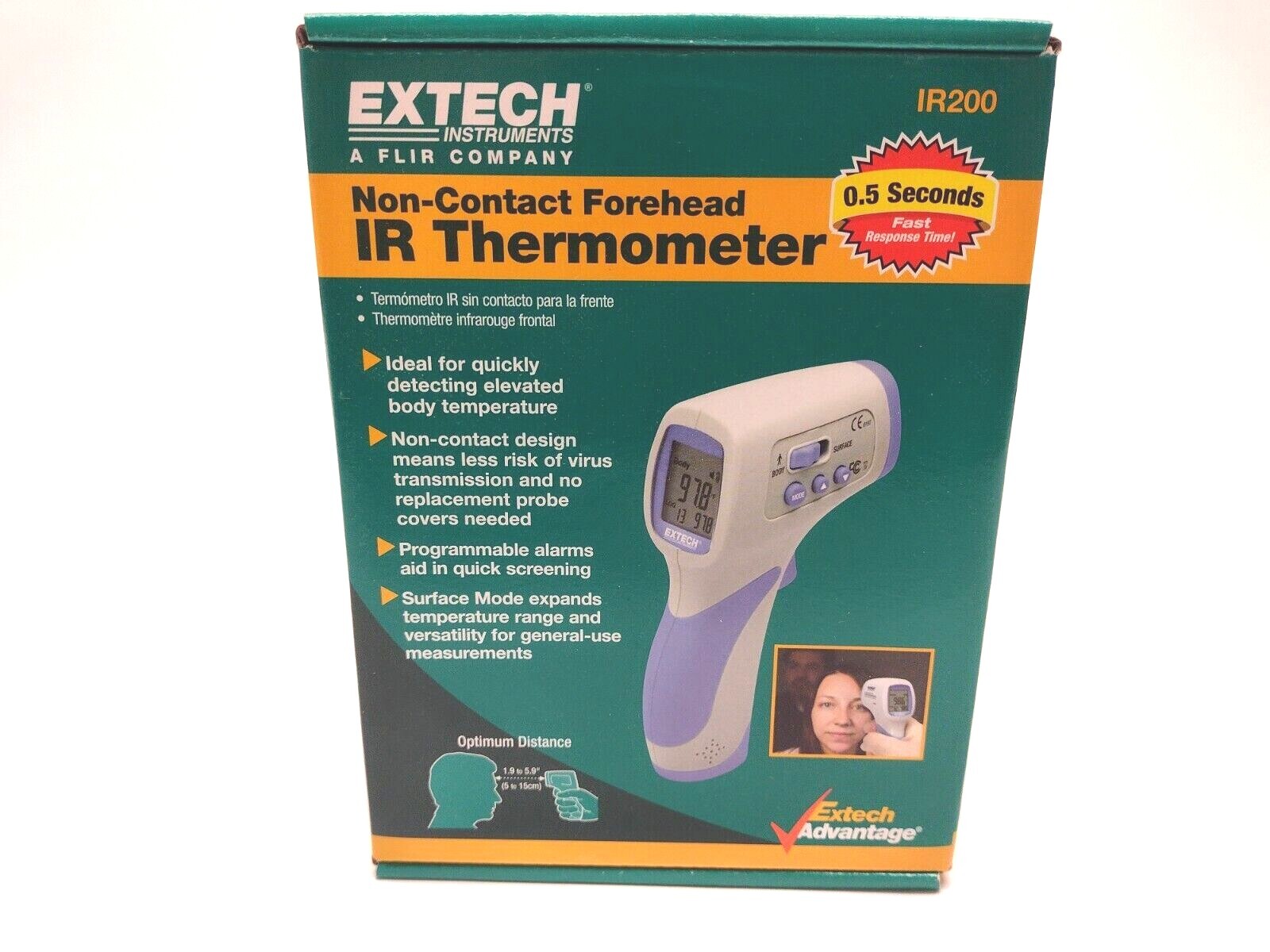 IR200 | Extech Instruments Non-Contact Forehead IR Thermometer 4NLW2 793950412008 - New - Maverick Industrial Sales