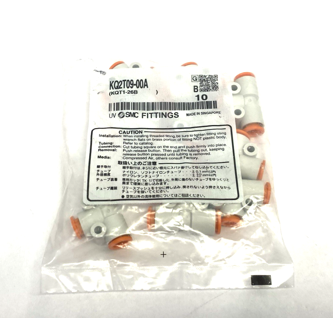 KQ2T09-00A | SMC Pneumatic One-Touch Union Tee Fitting, 5/16" Tube OD, 10-PACK - New - Maverick Industrial Sales