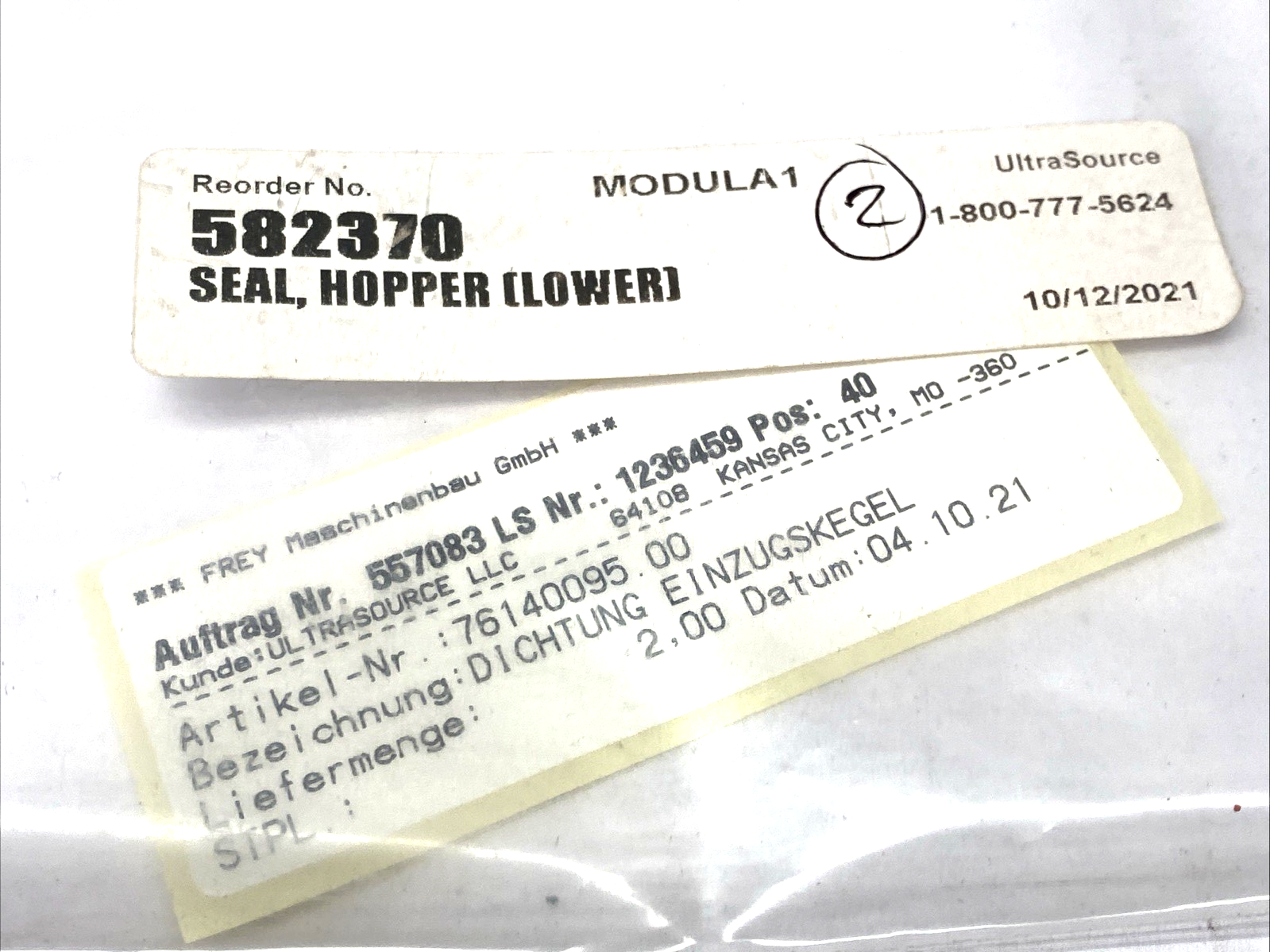 | Frey Maschinenbau 76140095.00 Hopper Lower O-Ring Seal Type F, 557083 582370 2PK - New – Open box - Maverick Industrial Sales