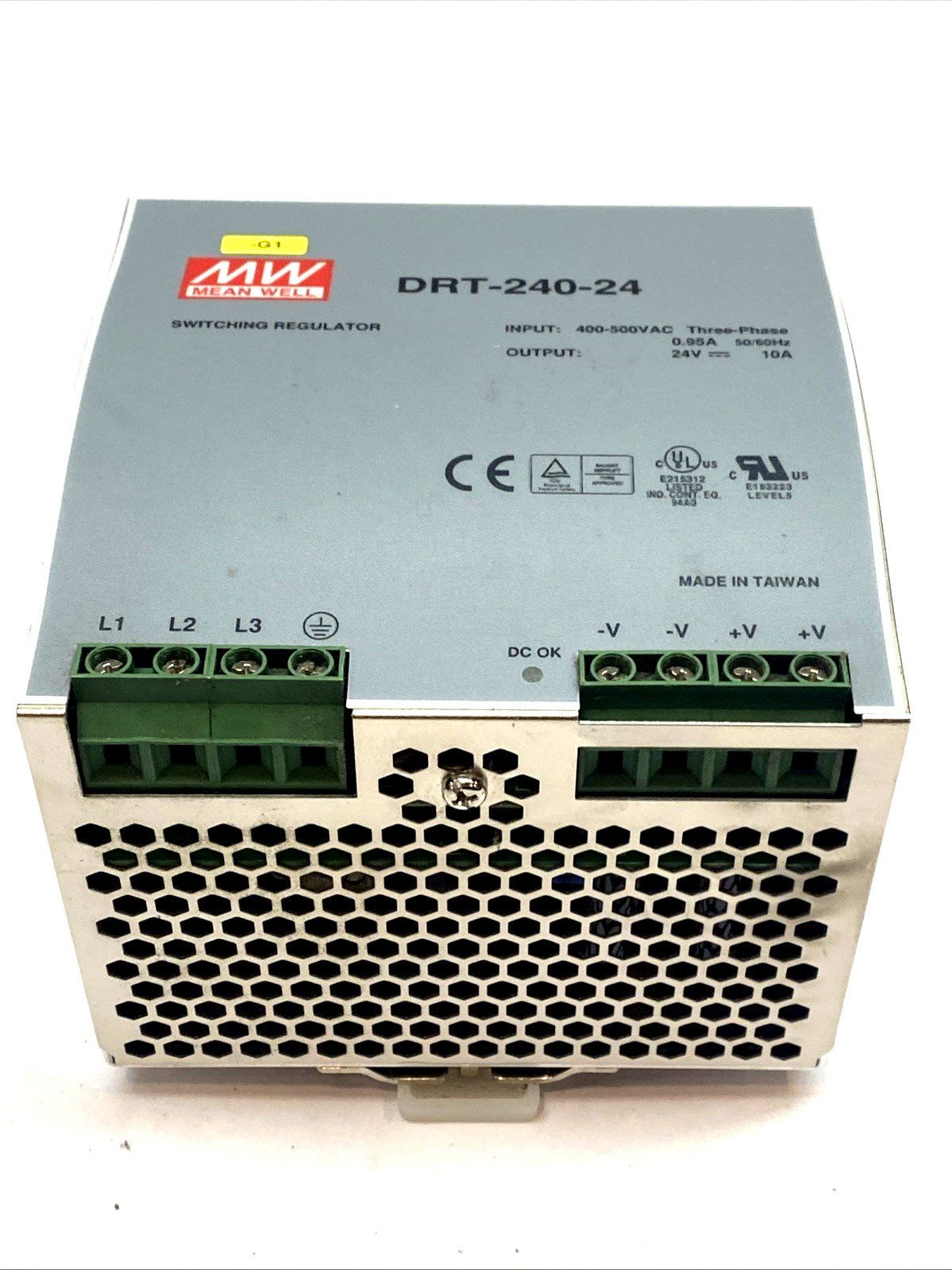 Mean Well DRT-240-24 Power Supply DIN Rail 24V DC 10A 3-Phase - Maverick Industrial Sales