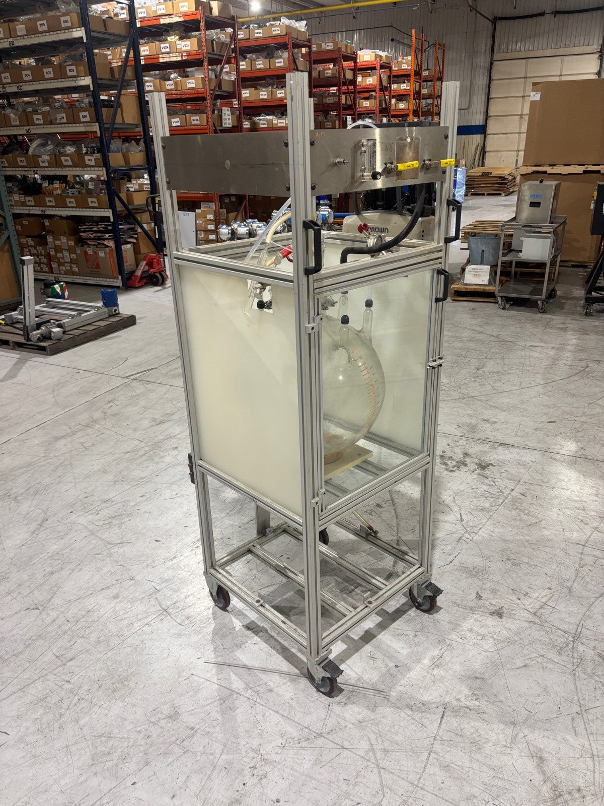 72L | Chemglass Reactor Flask with varios fixtures and attachments, 72 Liter - Used - Maverick Industrial Sales