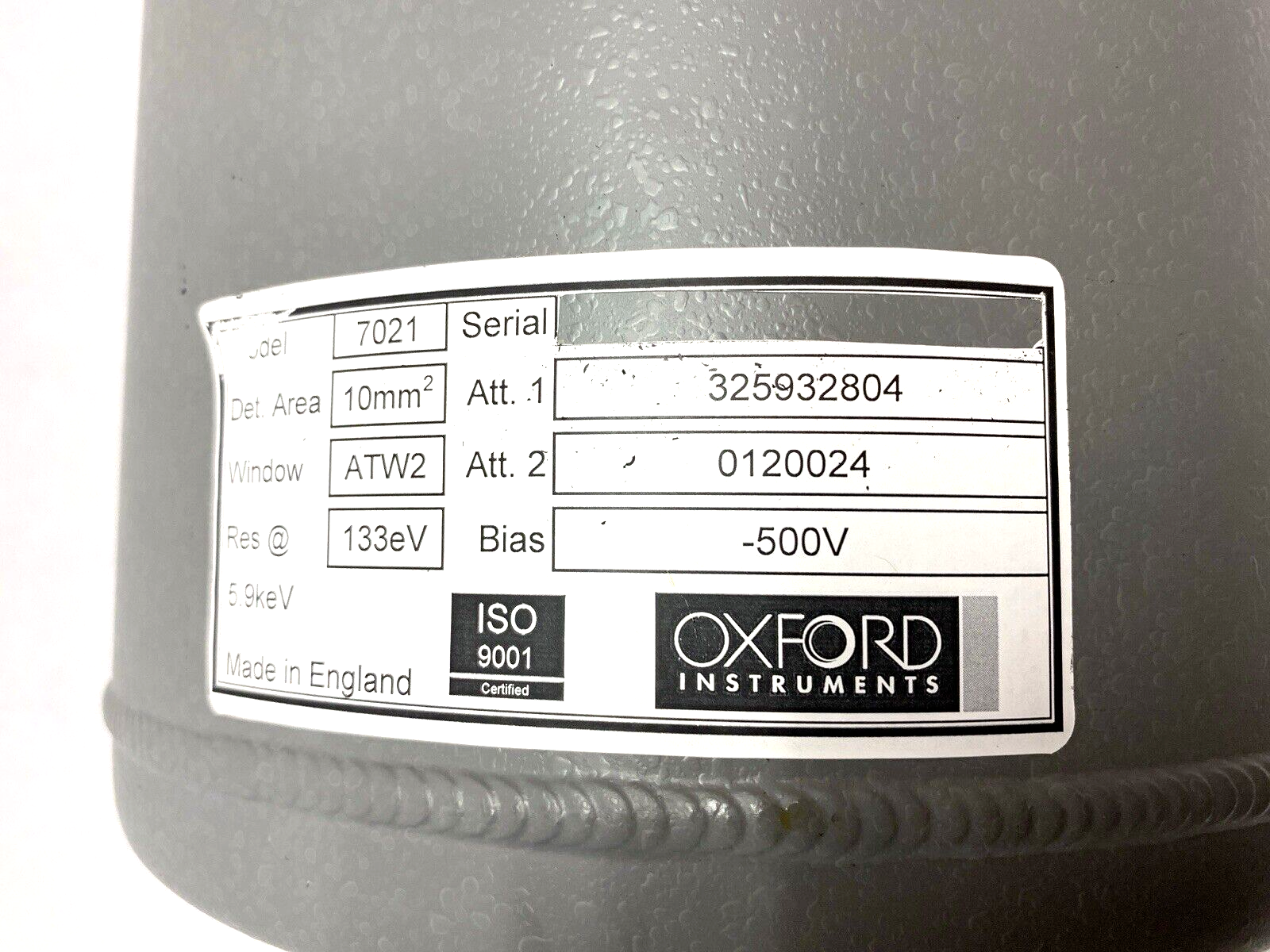 Oxford 7021 Det. Area 10mm, Window ATW2 5.9keV - Maverick Industrial Sales