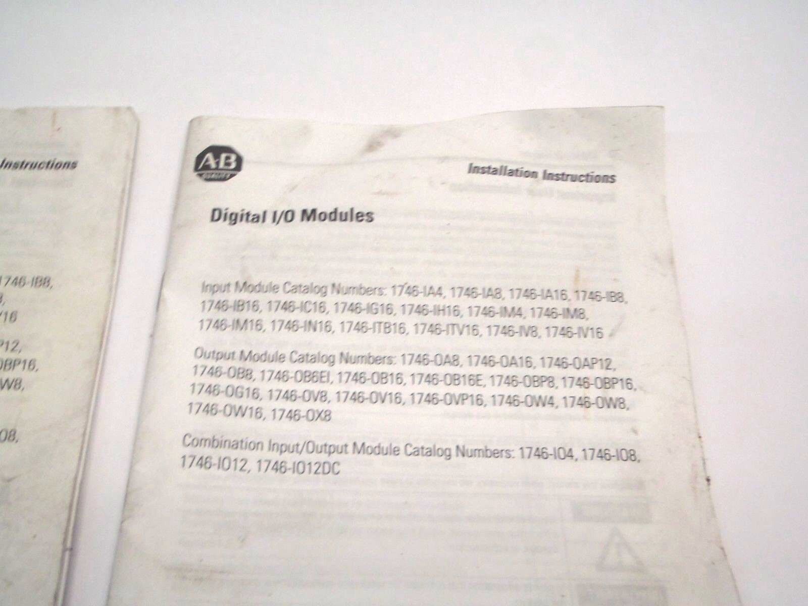 Allen Bradley Cat 1746 Digital I/O Module Installation Instructions LOT OF 2 - Maverick Industrial Sales