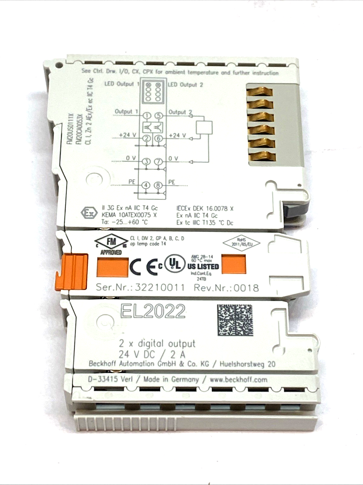 EL2022 | Beckhoff EtherCAT Digital Output Terminal 2-Channel 24VDC 2A - Used - Maverick Industrial Sales