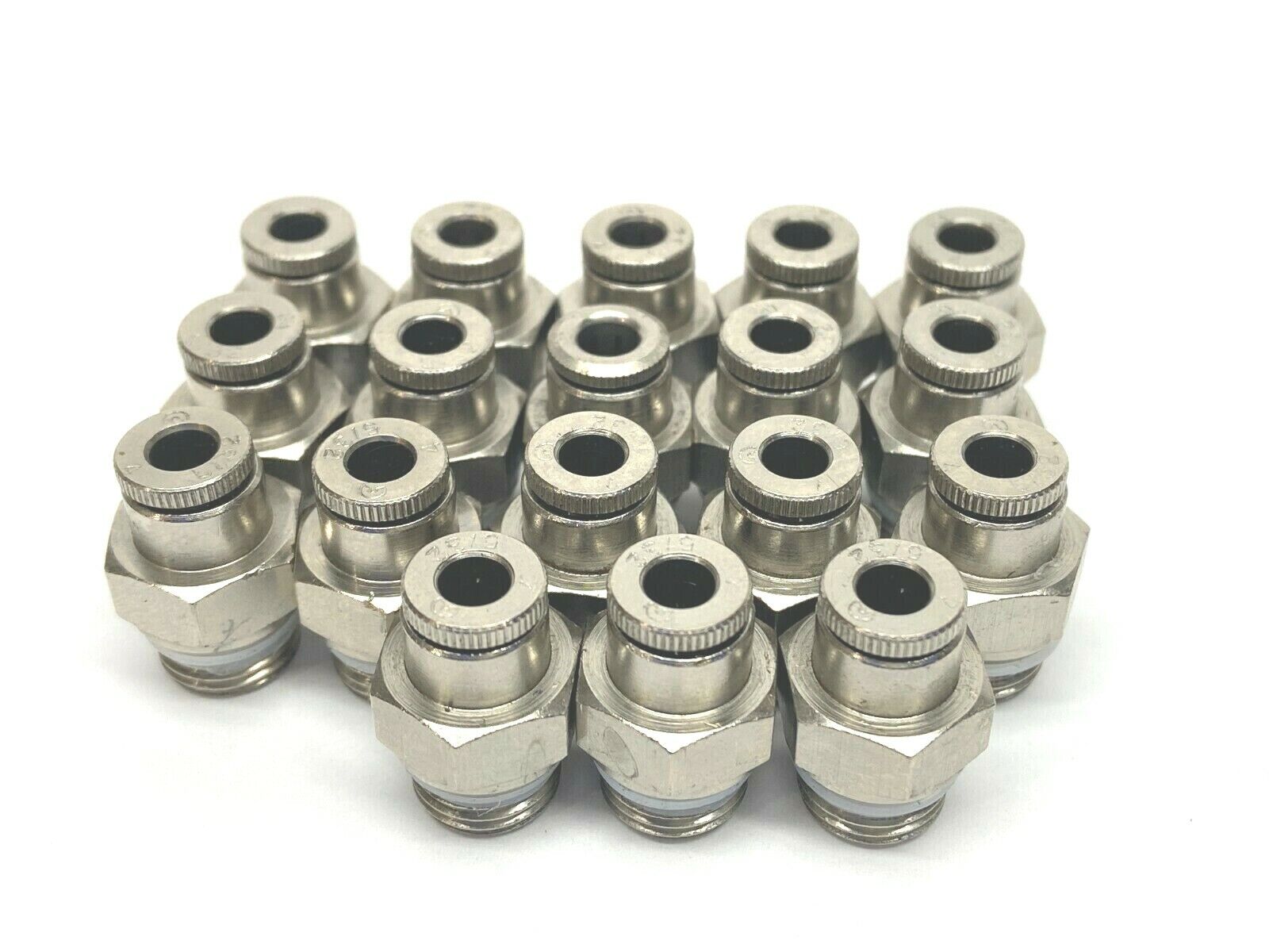 Camozzi 6510-53-02 5/32" PTC to 1/8" Male NPT Pneumatic Fitting LOT OF 18 - Maverick Industrial Sales