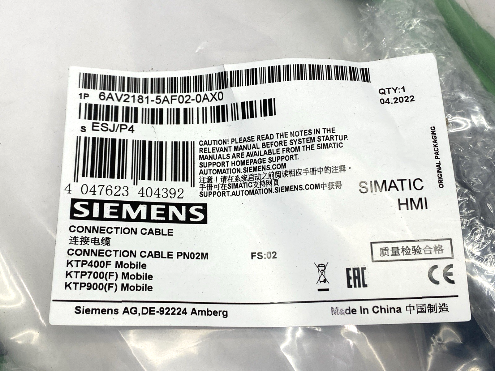 Siemens 6AV2181-5AF02-0AX0 Connection Cable - Maverick Industrial Sales