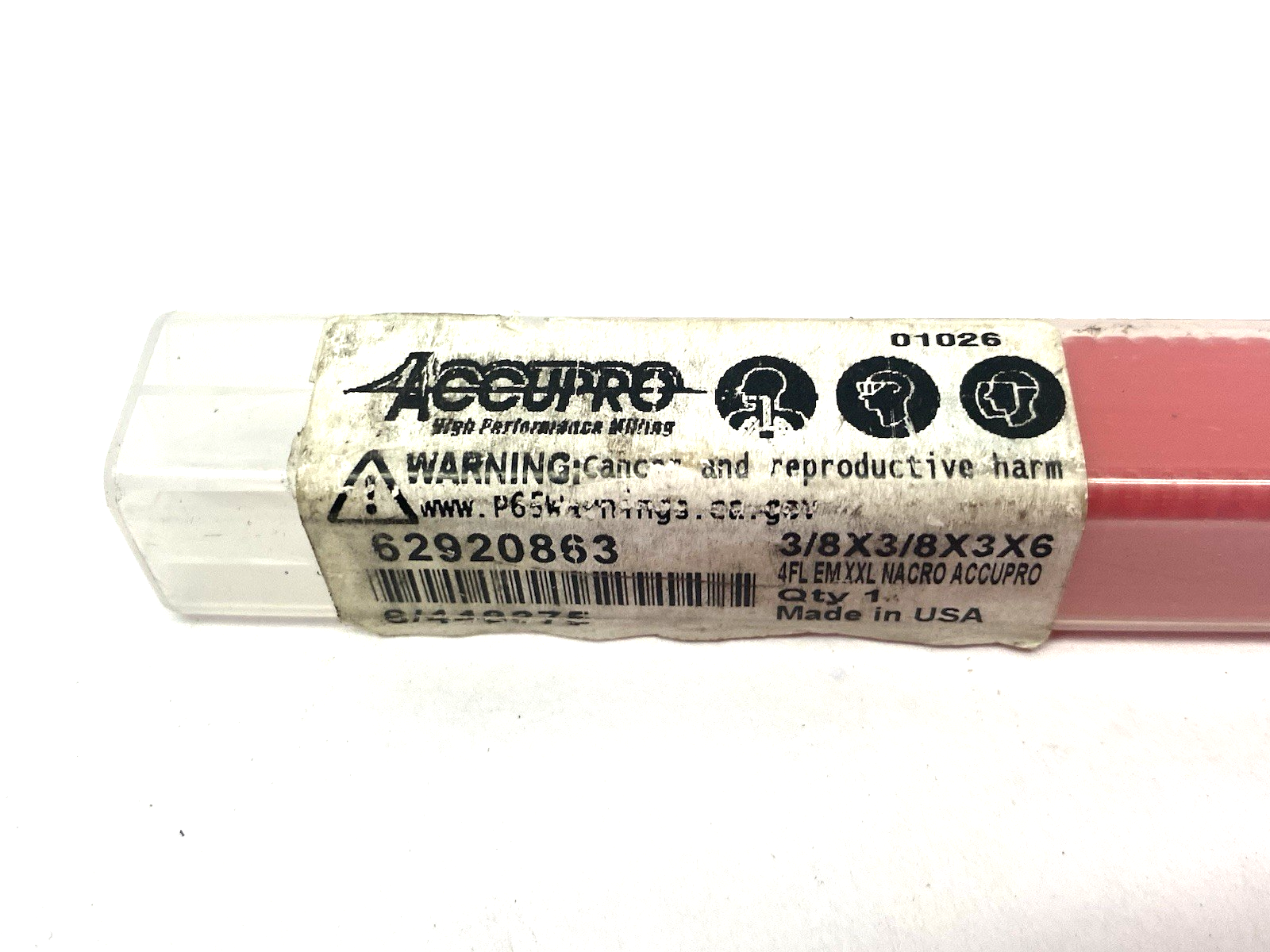62920863 | Accupro Square End Mill: 3/8" Dia, 3" LOC, 4 Flute, Solid Carbide - New – Open box - Maverick Industrial Sales