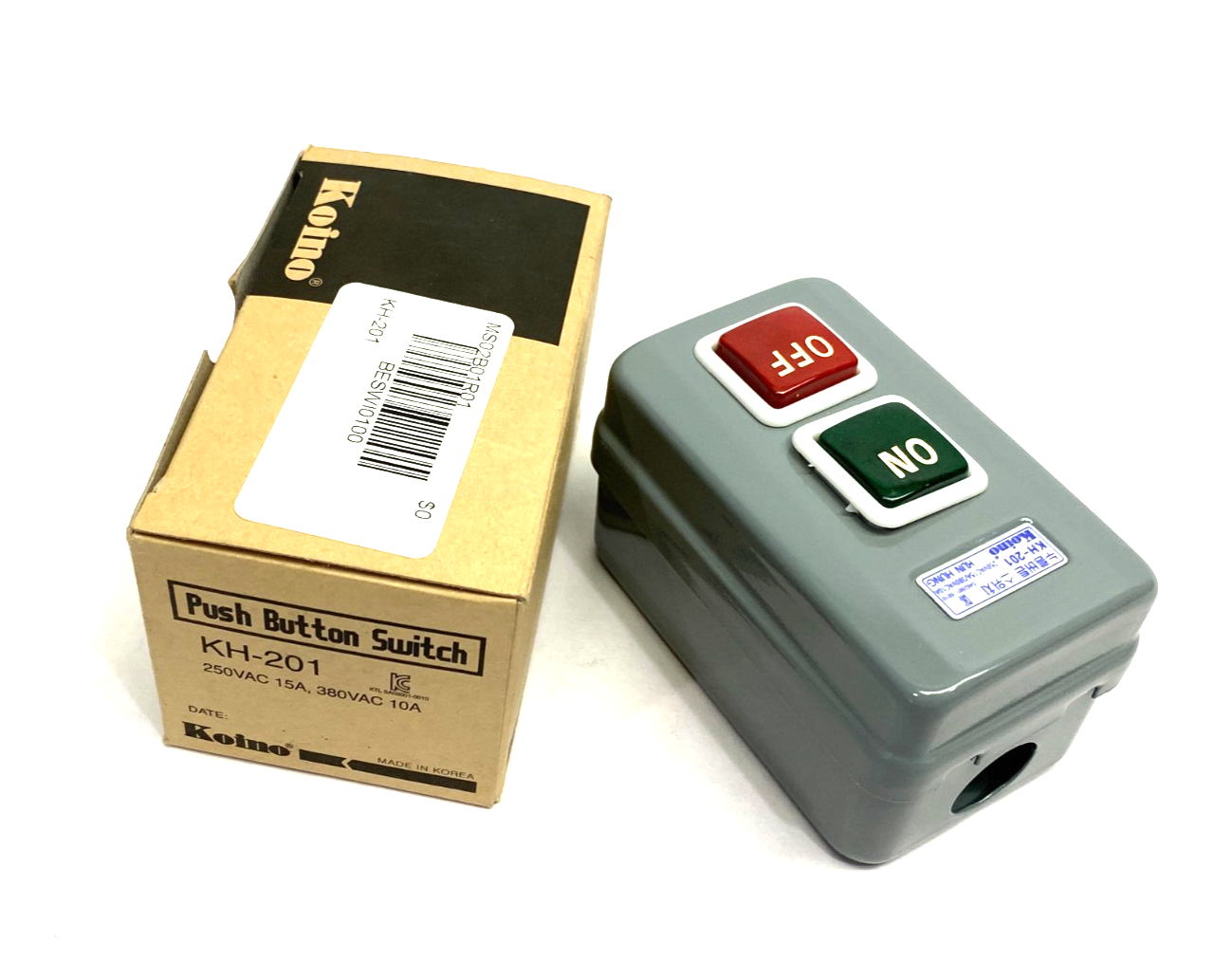 Koino KH-201 Pushbutton Switch Assembly On/Off 250VAC 15A, 380VAC 10A - Maverick Industrial Sales