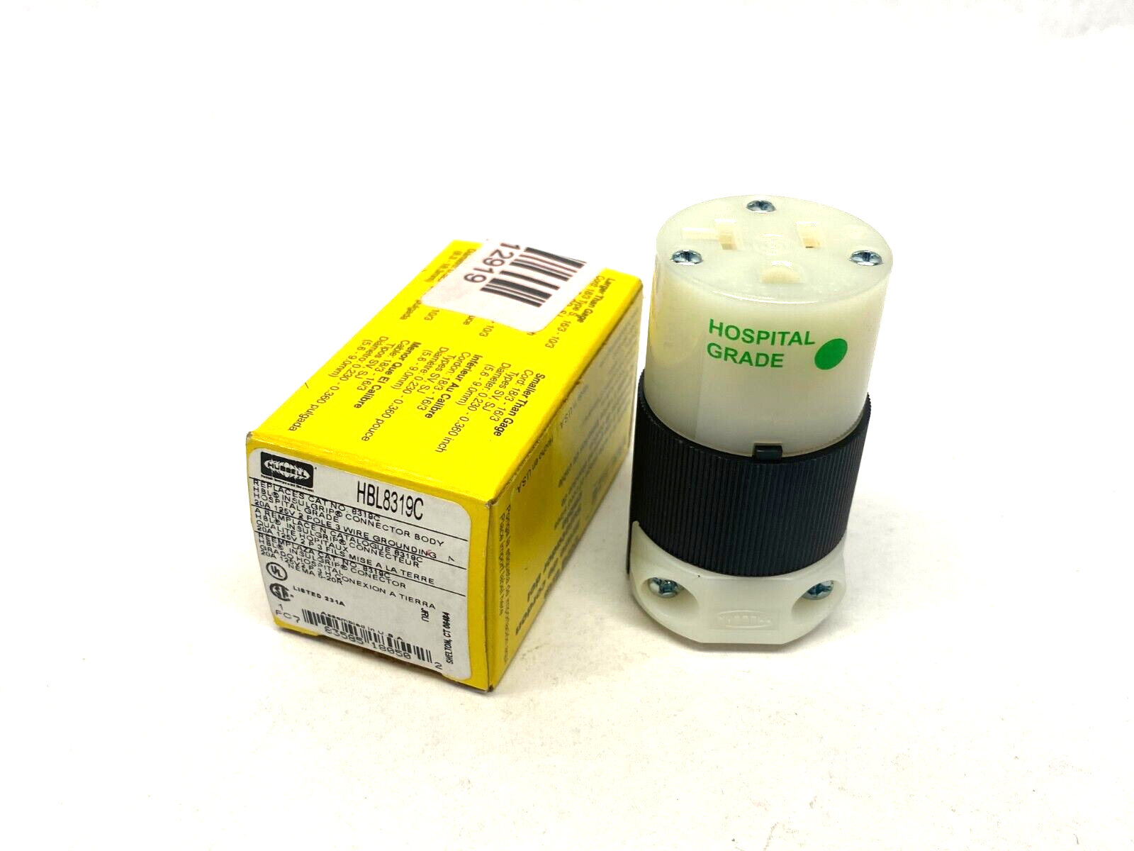 Hubbell HBL8319C Insulgrip Hospital Grade Outlet Receptacle Body 2-Pole 3-Wire - Maverick Industrial Sales
