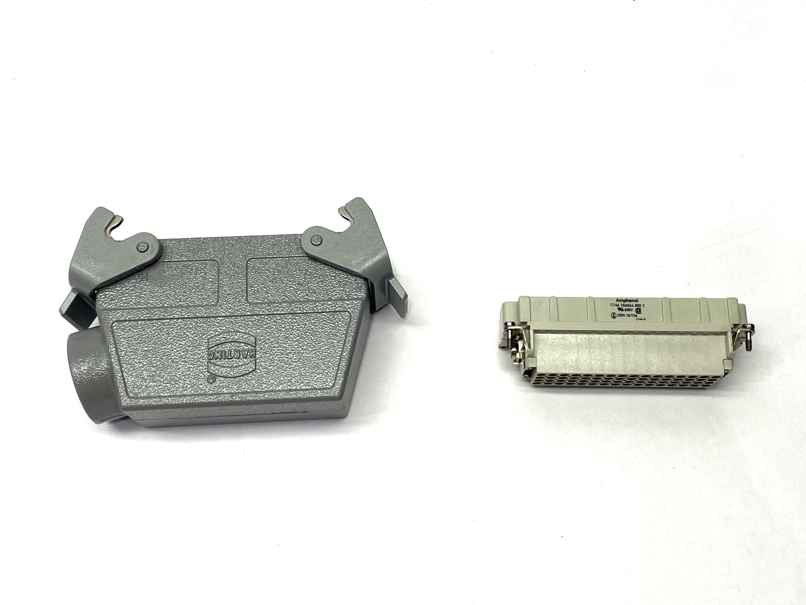 Amphenol C14610A0640002 Connector w/ Harting Side Entry Hood M32 MISSING SCREW - Maverick Industrial Sales
