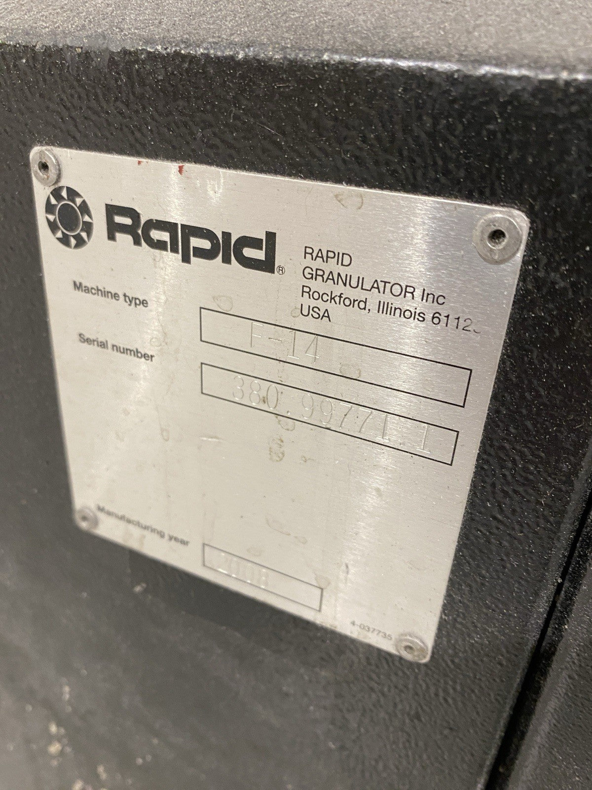 F-14 | Rapid Force Plastic Granulator 480V 3PH - Used - Maverick Industrial Sales