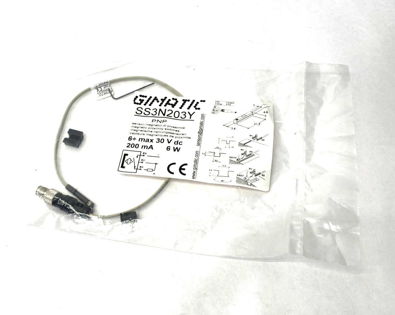 Gimatic SS3N203Y C-Slot Magnetic Proximity Switch Sensor PNP 6W 200mA - Maverick Industrial Sales