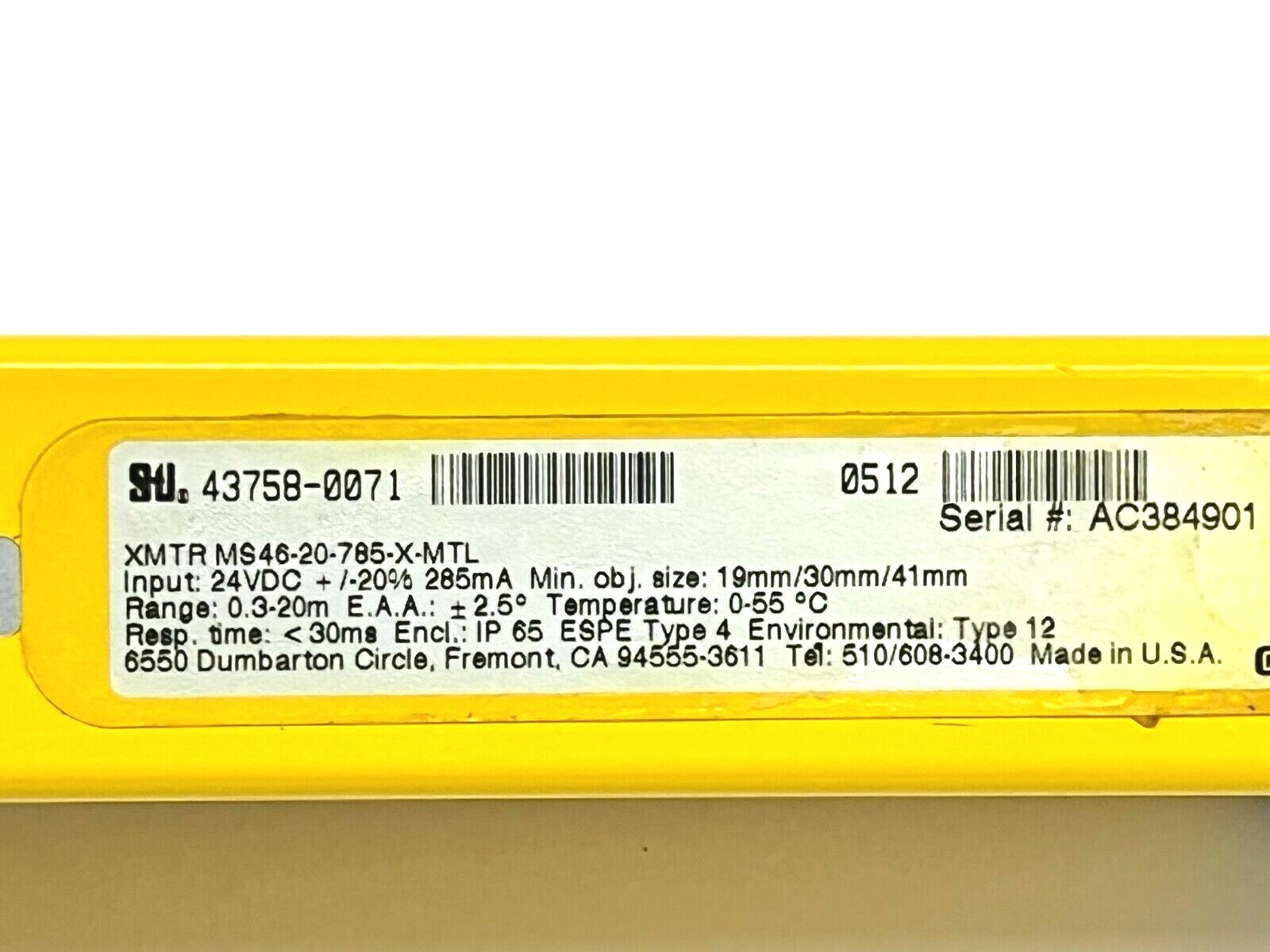 Omron STI MS46-20-785-X-MTL Safety Light Curtain XMTR 43758-0071 - Maverick Industrial Sales