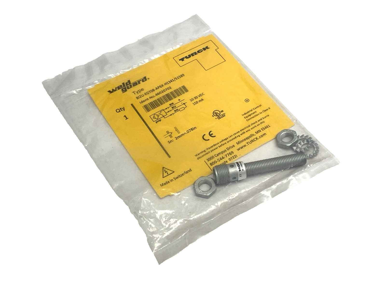 Turck B12U-EGT08-AP6X-H1341/S1589 Weld Guard Proximity Sensor 46020702 - Maverick Industrial Sales