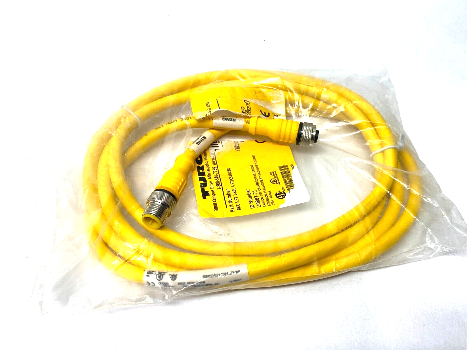 Turck RKC 4.5T-2-RSC 4.5T/CS10288 Eurofast Double Ended M12 Cordset U0883-71 - Maverick Industrial Sales