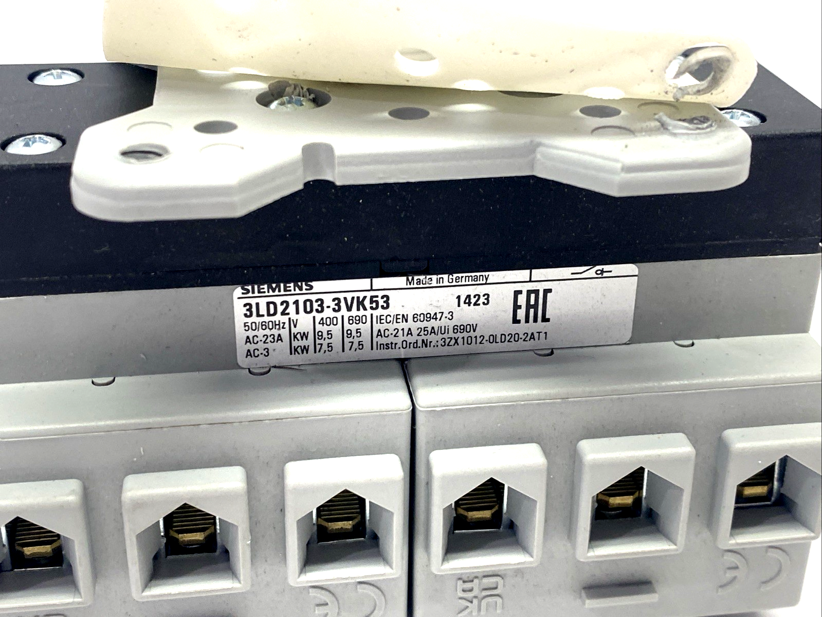 Siemens 3LD2103-3VK53 Rotary Switch Disconnector 6P 25A, AC-23A 400V 9.5kW - Maverick Industrial Sales