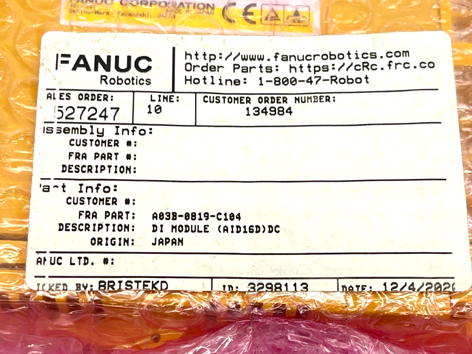 A03B-0819-C104 | Fanuc Input Module AID16D - New - Maverick Industrial Sales
