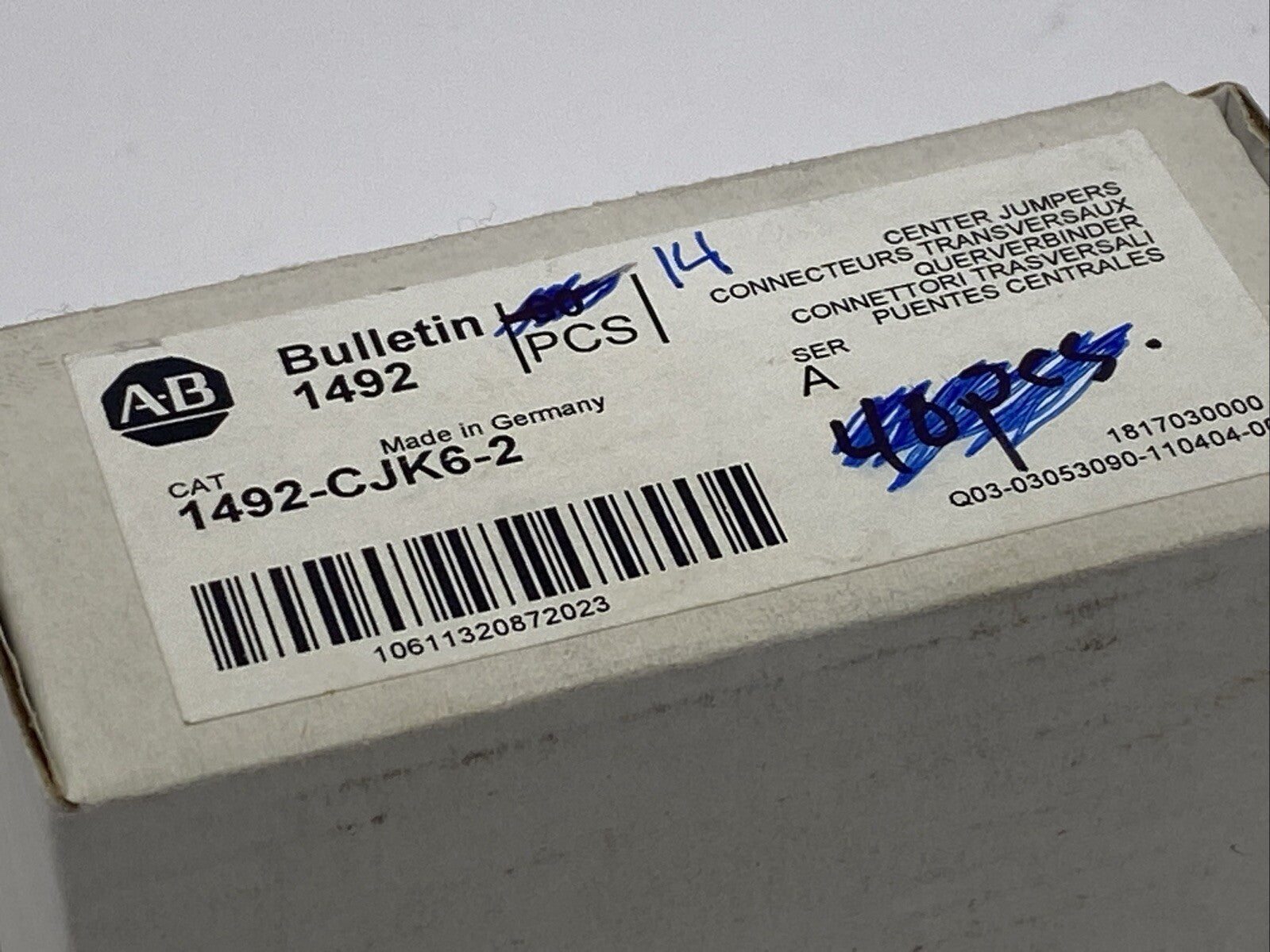 Allen Bradley 1492-CJK6-2 Ser A Plug In Center Jumper LOT OF 14 - Maverick Industrial Sales