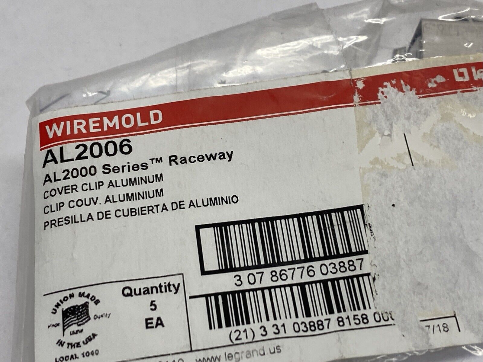 Legrand AL2006 Wiremold Raceway Cover Clip LOT OF 5 - Maverick Industrial Sales