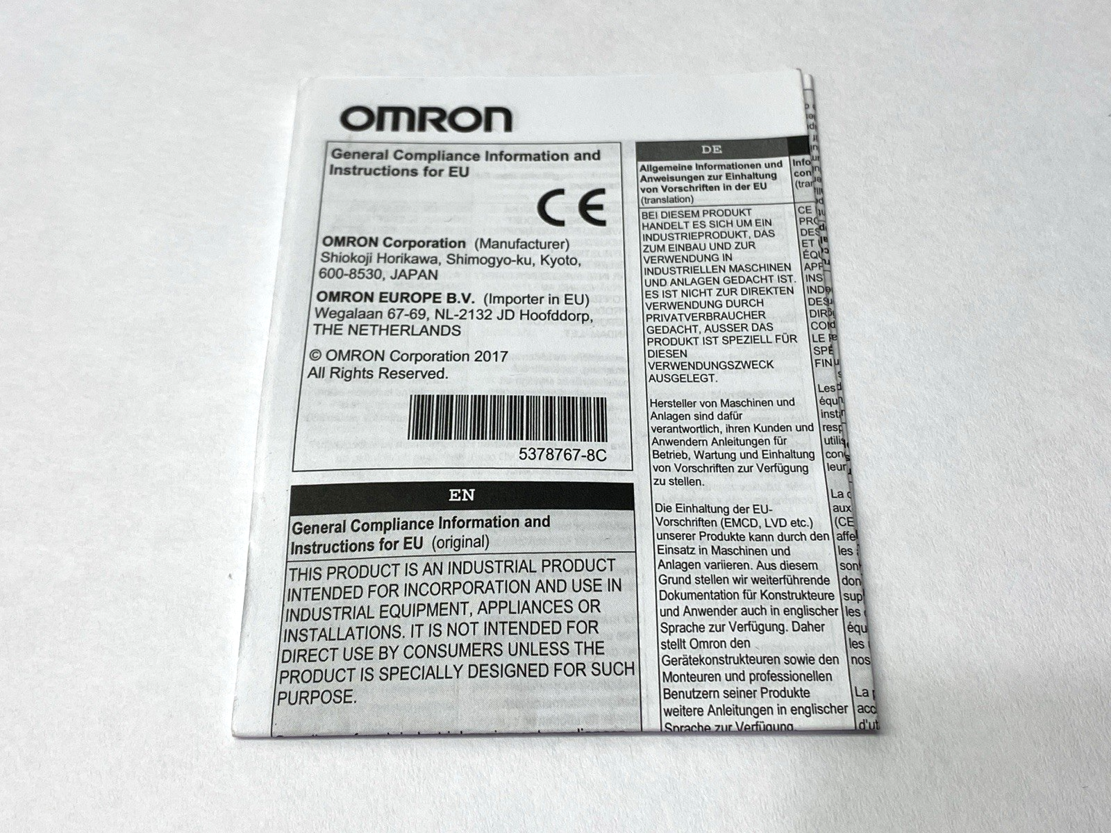 Omron E3Z-R81 Photoelectric Sensor 12-24VDC 2m - Maverick Industrial Sales