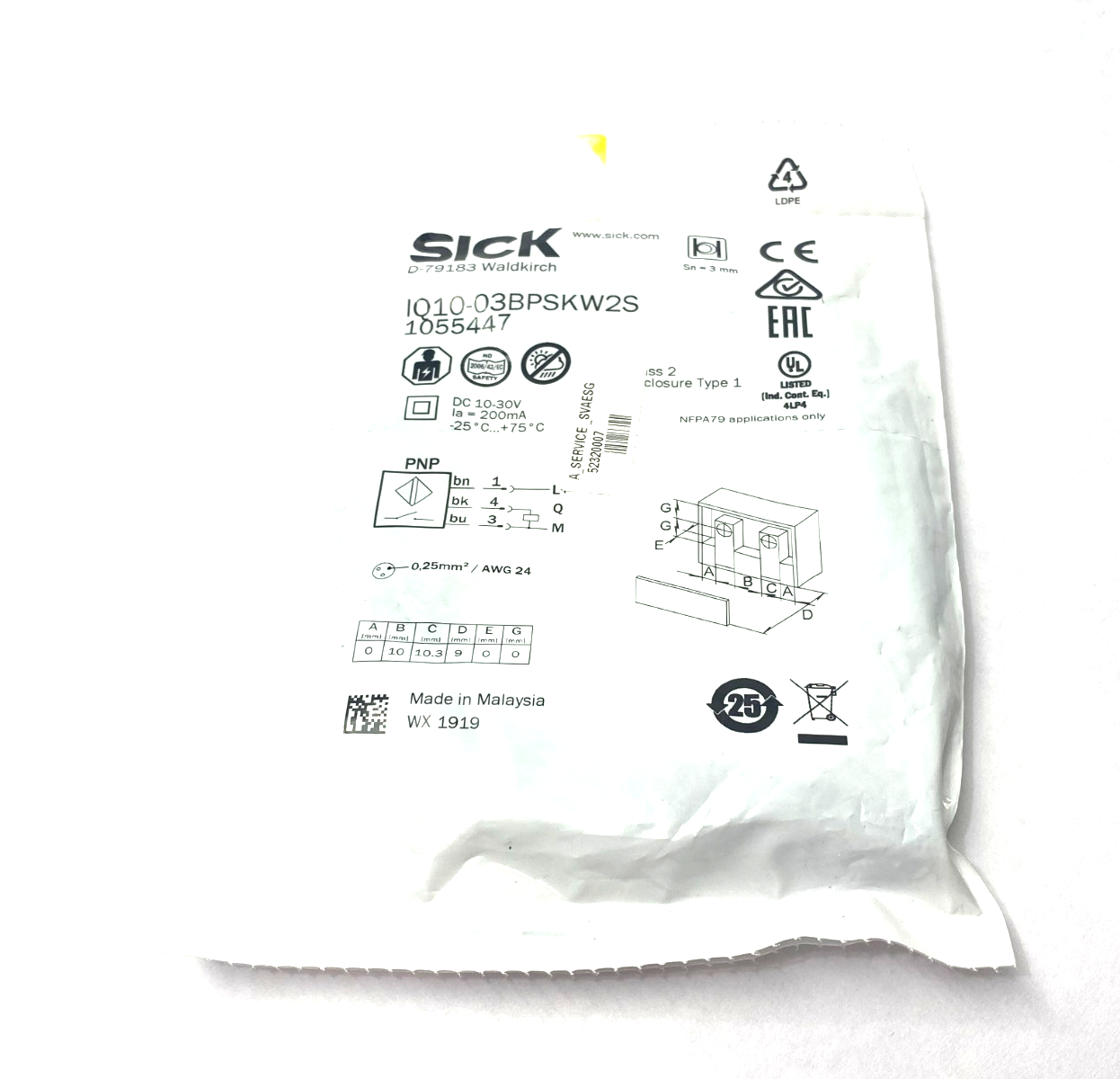 Sick IQ10-03BPSKW2S Inductive Proximity Sensor 1055447 - Maverick Industrial Sales