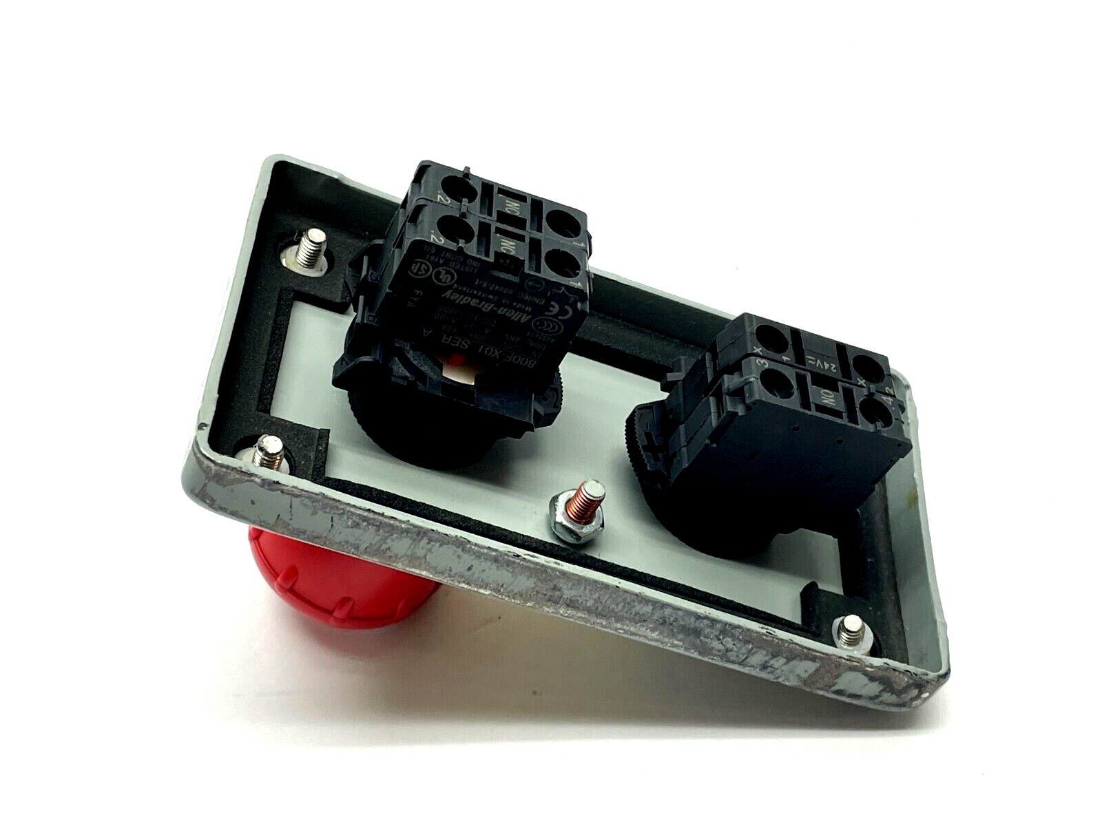 Hoffman E2PBGXM 2-Pushbutton Enclosure w/ Allen Bradley 800FP-MT44, 800FP-LF3 - Maverick Industrial Sales